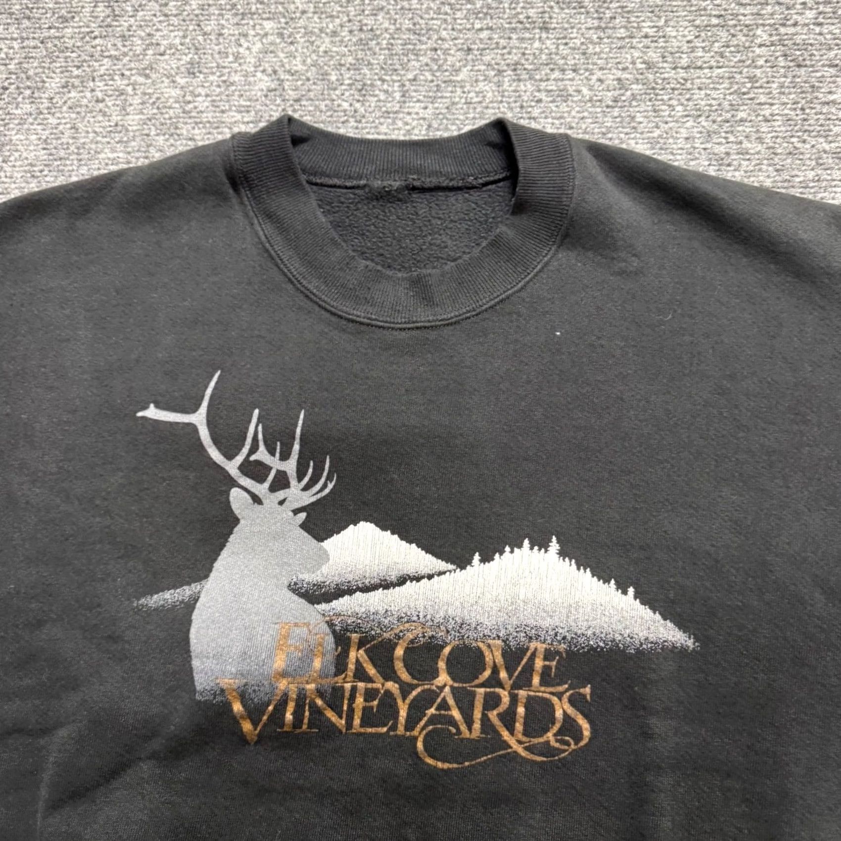 Vintage VINTAGE Elk Cove Vineyards Pullover Sweatshirt Men L Black 90s Faded - Sweatshirt Mens L Black 90s Size US L / EU 52-54 / 3 - 5 Thumbnail