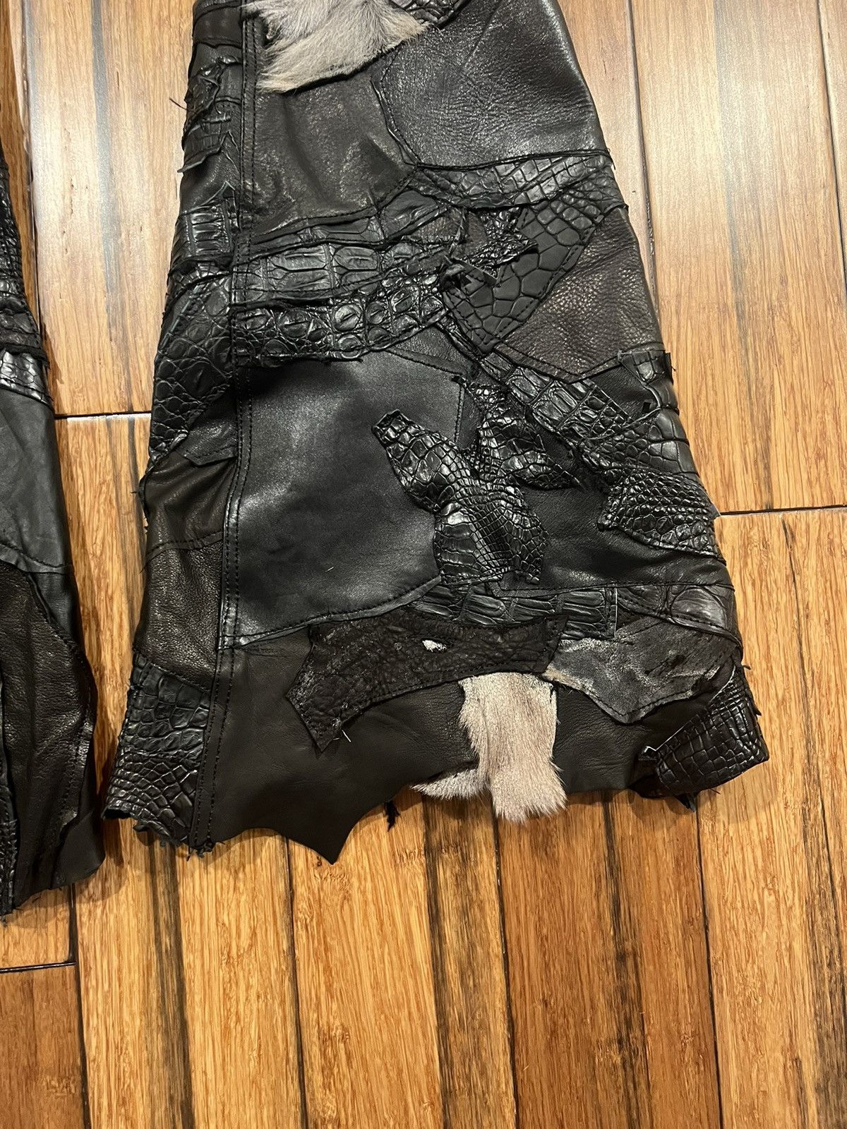 Yasuyuki Ishii Yasuyuki Ishii “Destroy” Leather Fur Variation Flared Jeans Size US 34 / EU 50 - 3 Thumbnail