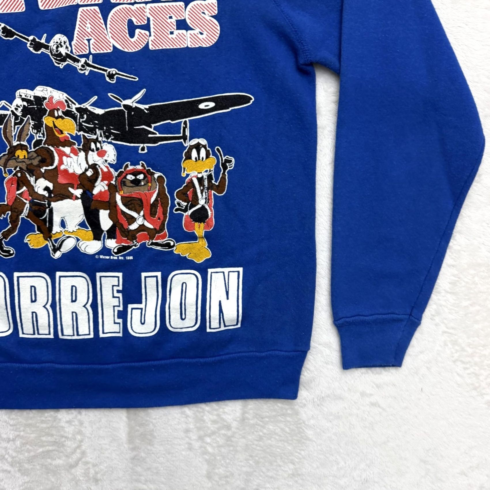 Vintage VINTAGE Artex Flying Aces Torrejon Looney Tunes Sweatshirt Mens Medium Blue 1988 Size US M / EU 48-50 / 2 - 4 Thumbnail