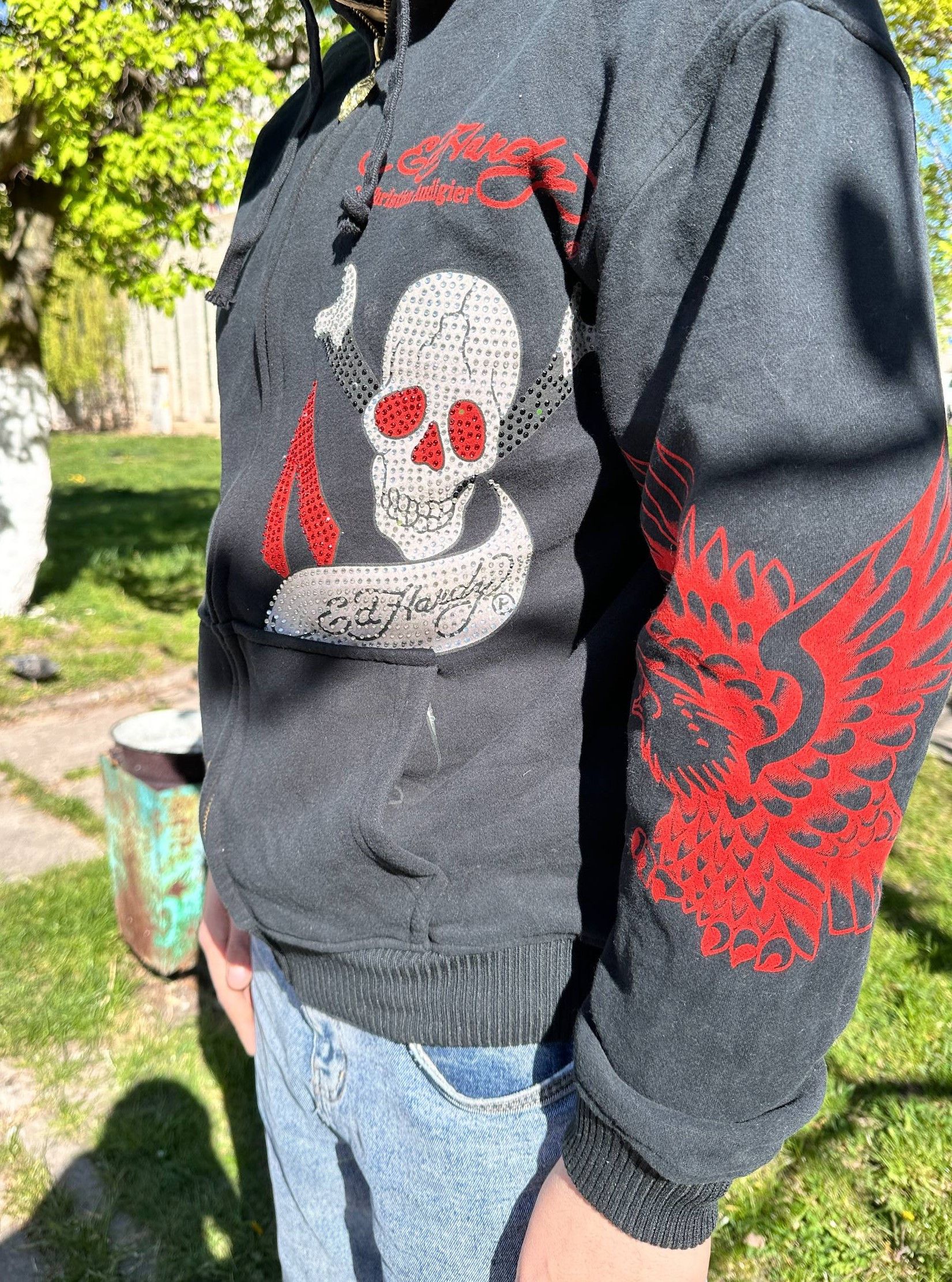 Ed Hardy Ed Hardy Rhinestone Y2K Zip Hoodie Size US L / EU 52-54 / 3 - 4 Thumbnail