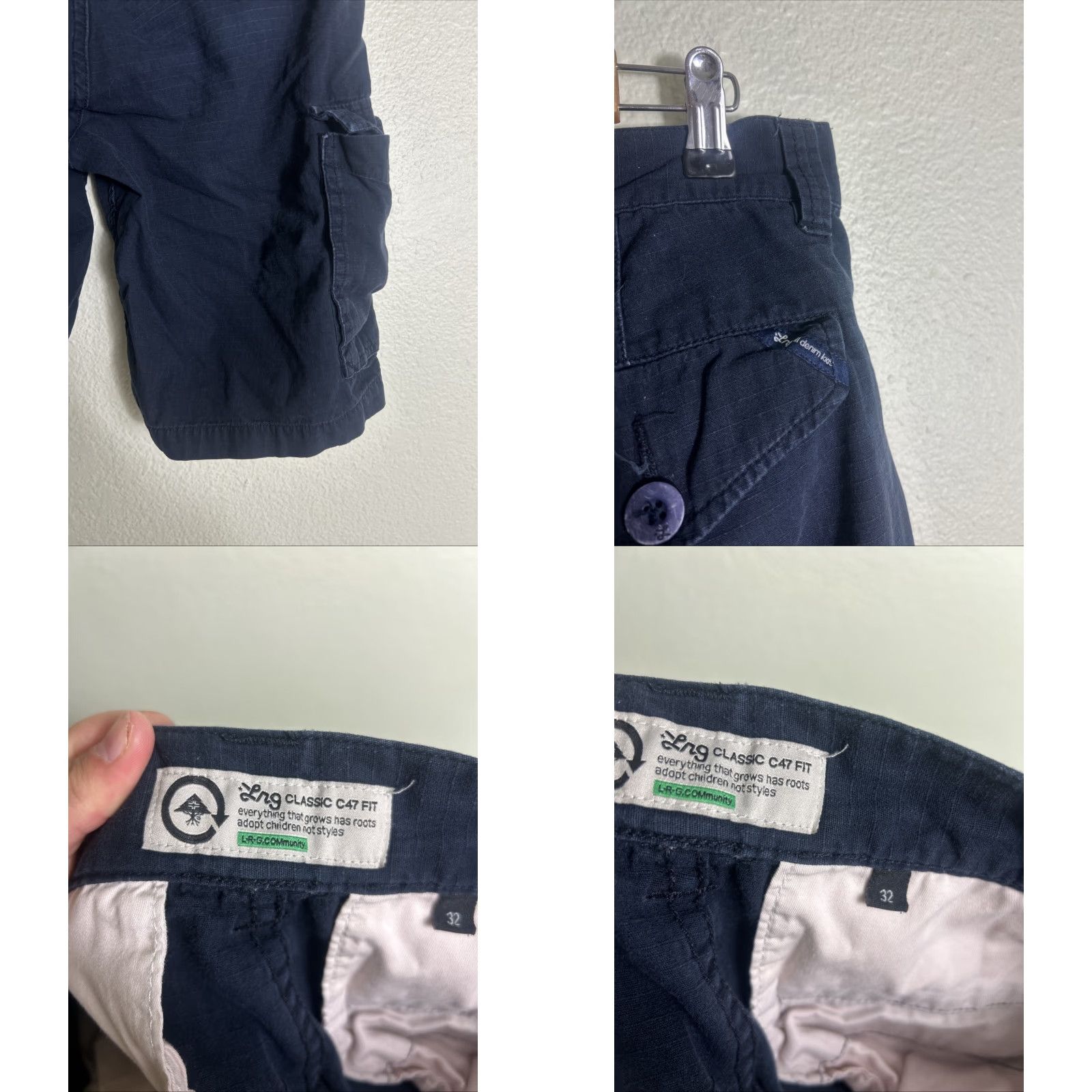 Vintage LRG Cargo Shorts Men’s Navy Blue 32x11 Regular Fit 32 Mens Cargo Shorts Blue 90s? Size US 32 / EU 48 - 9 Thumbnail