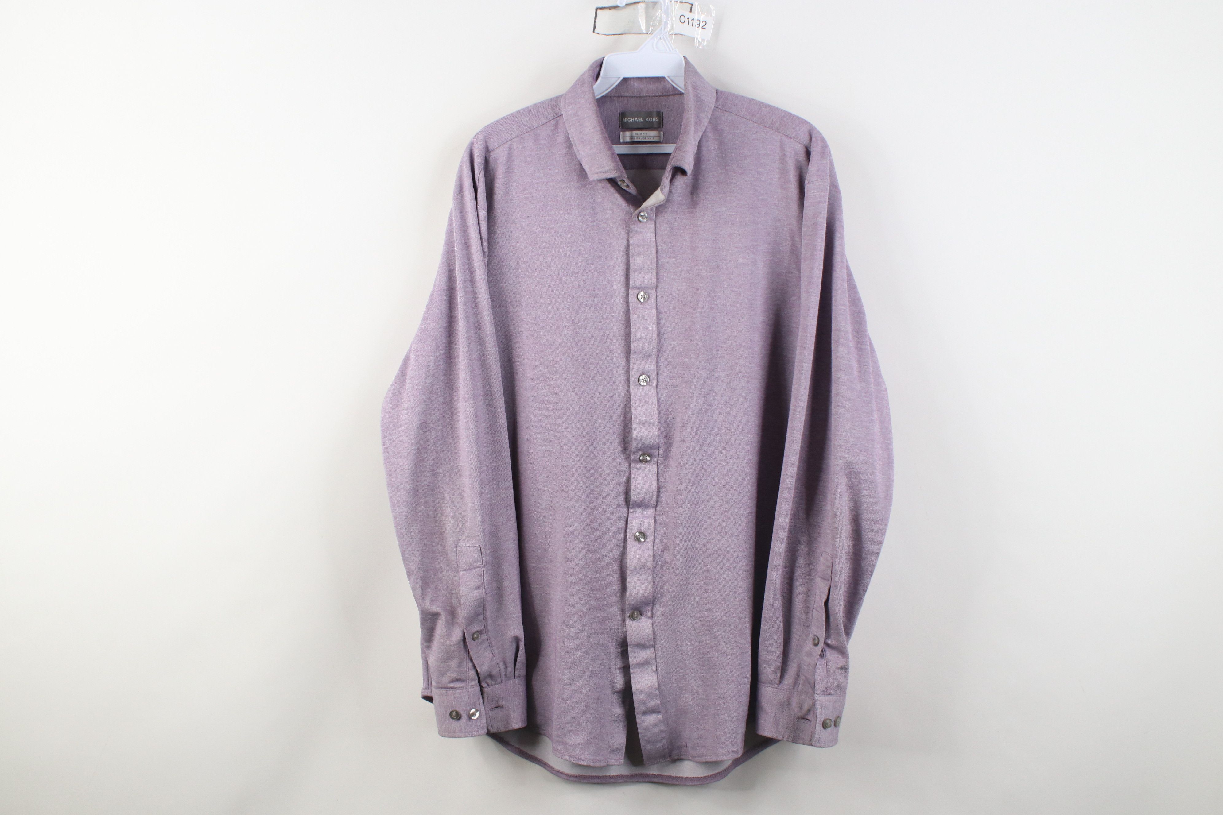Michael Kors Michael Kors Fit Fine Gauge Knit Button Down Shirt Purple Size US L / EU 52-54 / 3 - 1 Thumbnail