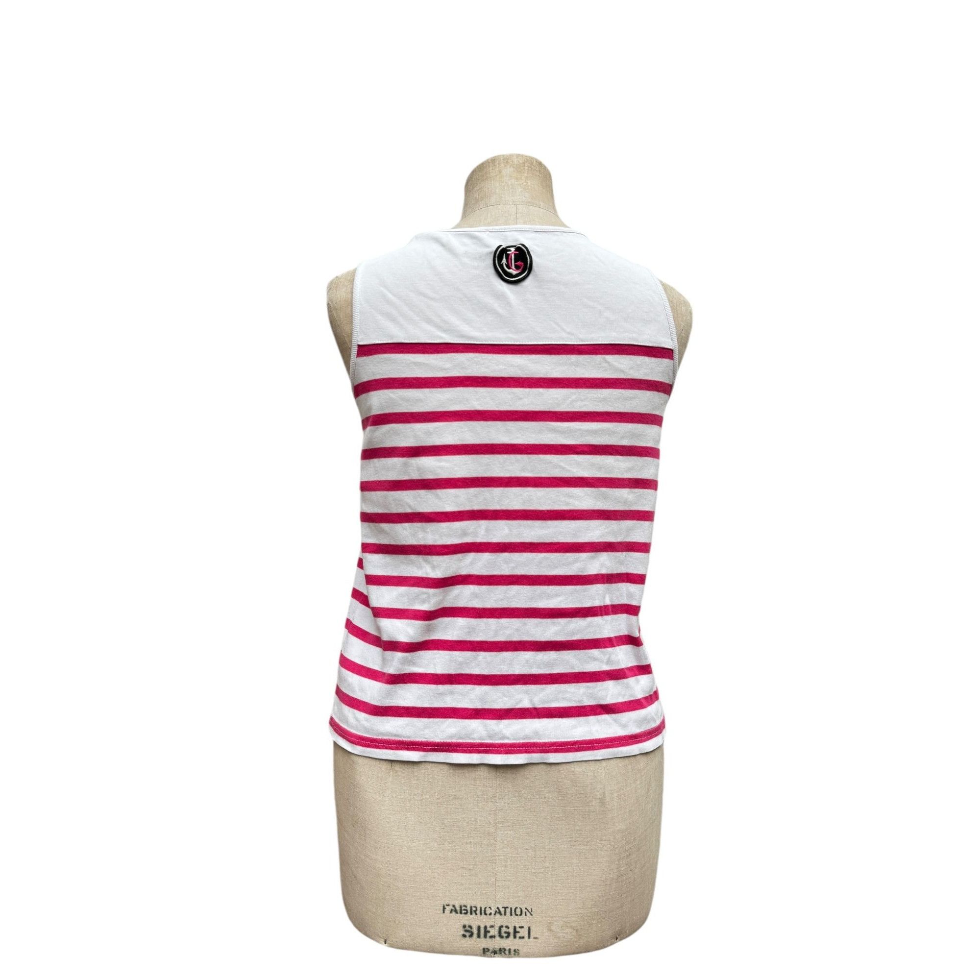Jean Paul Gaultier Vintage Red White Striped Tank top Dungarees Size XS / US 0-2 / IT 36-38 - 2 Thumbnail