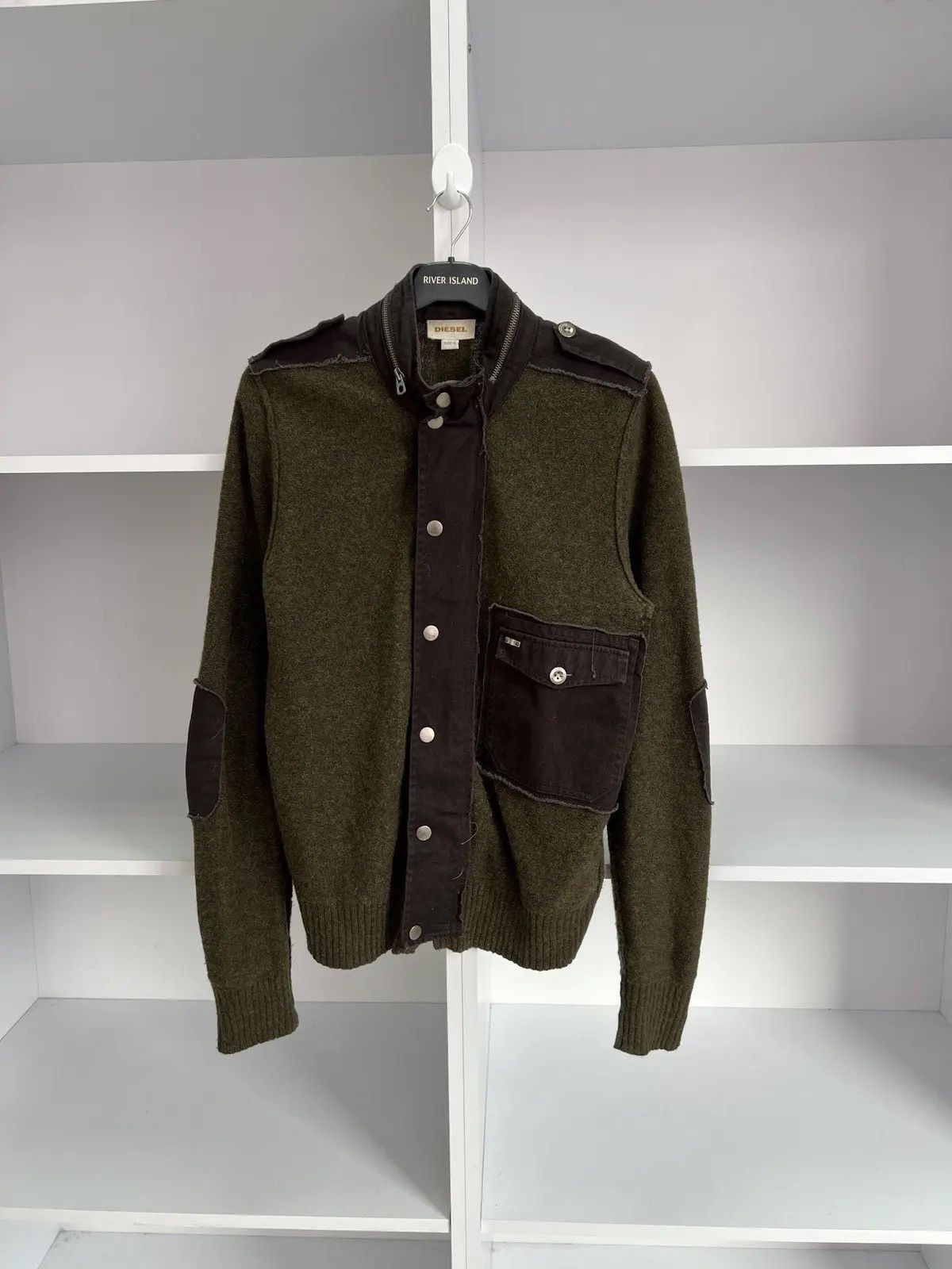 Vintage Diesel Style Multi Pocket Zip Up Avantgarde Sweater