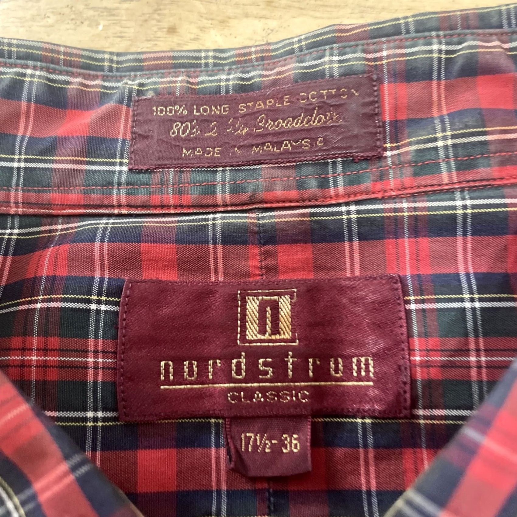 Nordstrom VINTAGE Nordstrom Red Plaid Button-Up Shirt Men 17.5 36 50 in Chest 80's Broadcloth Casual Size US XXL / EU 58 / 5 - 5 Thumbnail