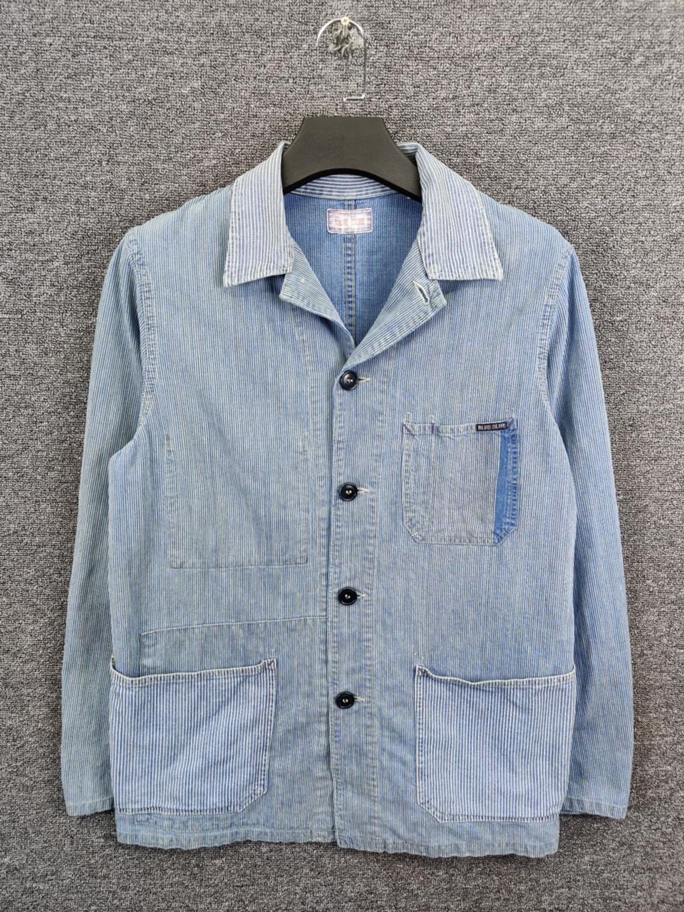 Blue Blue Japan Vintage 90s Blue Blue Japan Indigo Stripe Chore Jacket Size US L / EU 52-54 / 3 - 1 Thumbnail