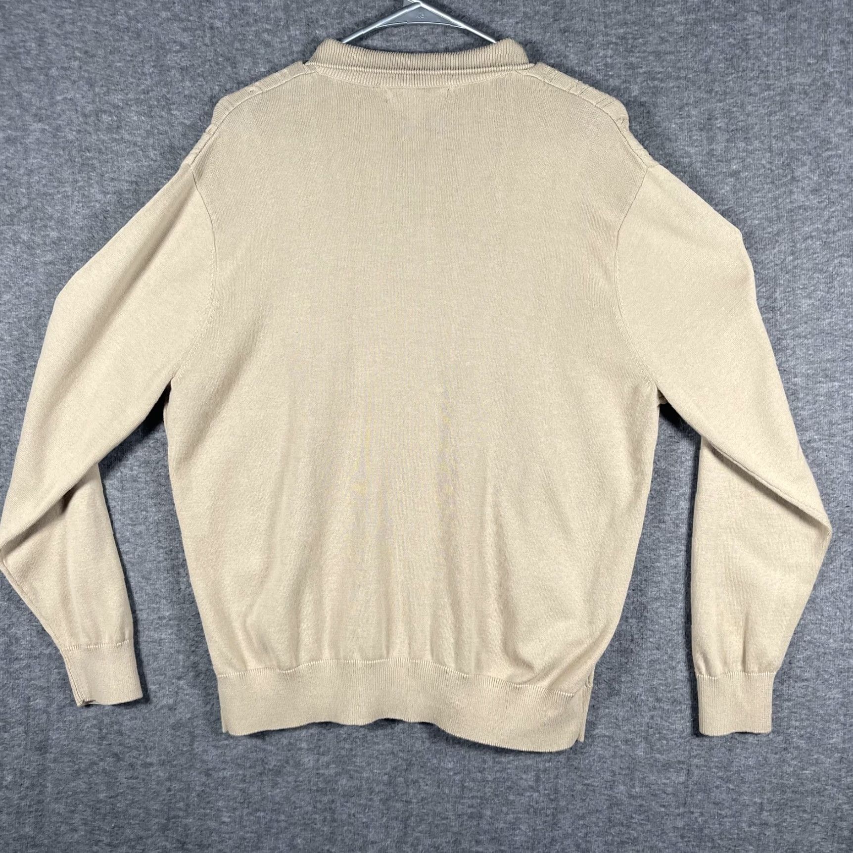 Geoffrey Beene Geoffrey Beene Sweater Mens Large Beige Cotton Cable-Knit Quarter Zip Pullover Size US L / EU 52-54 / 3 - 3 Thumbnail