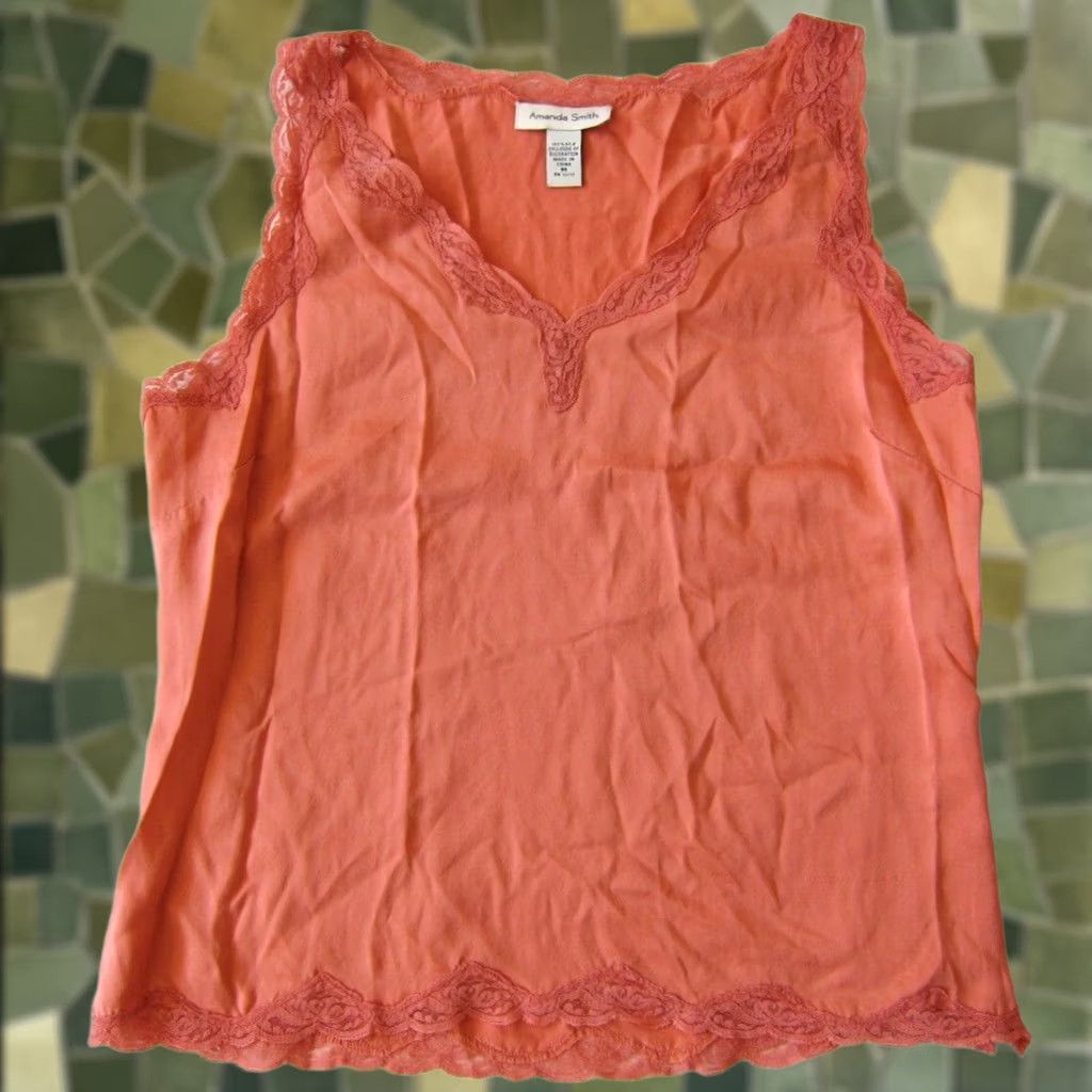Vintage Amanda Smith Pink 100% Silk Lace V-Neck Sleeveless Tank Top Blouse XS Women Tank Pink Silk Lace V-Neck Sleeveless Top Blouse Medium Size XS / US 0-2 / IT 36-38 - 1 Thumbnail