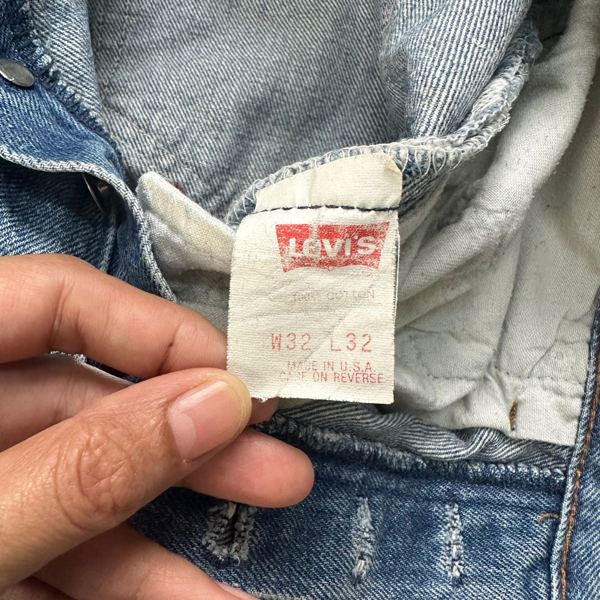 Levi's Vintage Clothing TRASHED🔥 LEVIS 501 FLY BUTTON DISTRESS DENIM PANT #8098-203 Size US 31 - 11 Thumbnail