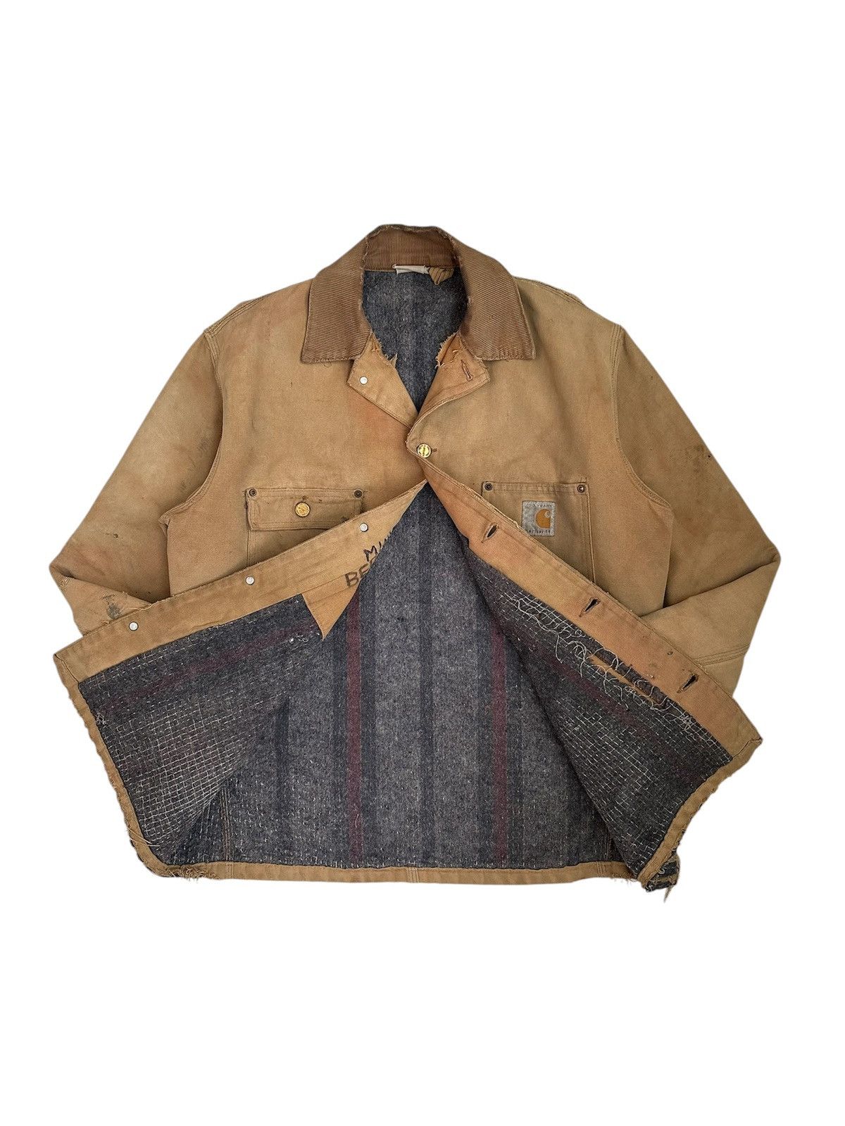 Carhartt Late 80s Extremely Thrashed Carhartt Brown Detroit Jacket Size US L / EU 52-54 / 3 - 1 Thumbnail