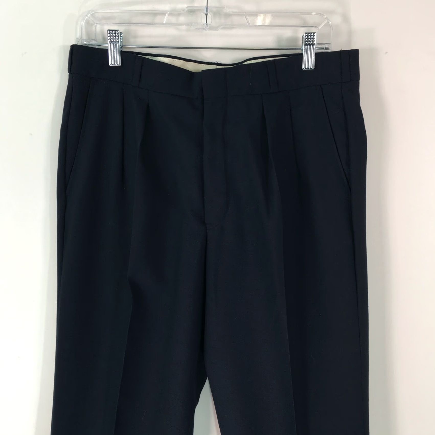 Jim Thompson Rainy Day Wools by Thomson Dress Pants - Black Pleated Front, High Rise, Straight Leg - Men's 34x30 Size Size US 34 / EU 50 - 2 Thumbnail