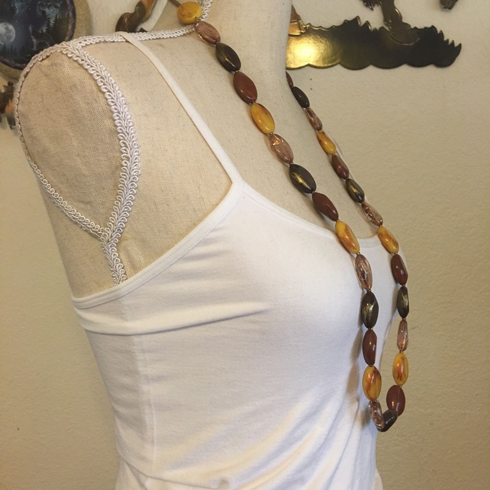 Vintage Vintage resin disc bead long length necklace Size ONE SIZE - 2 Thumbnail