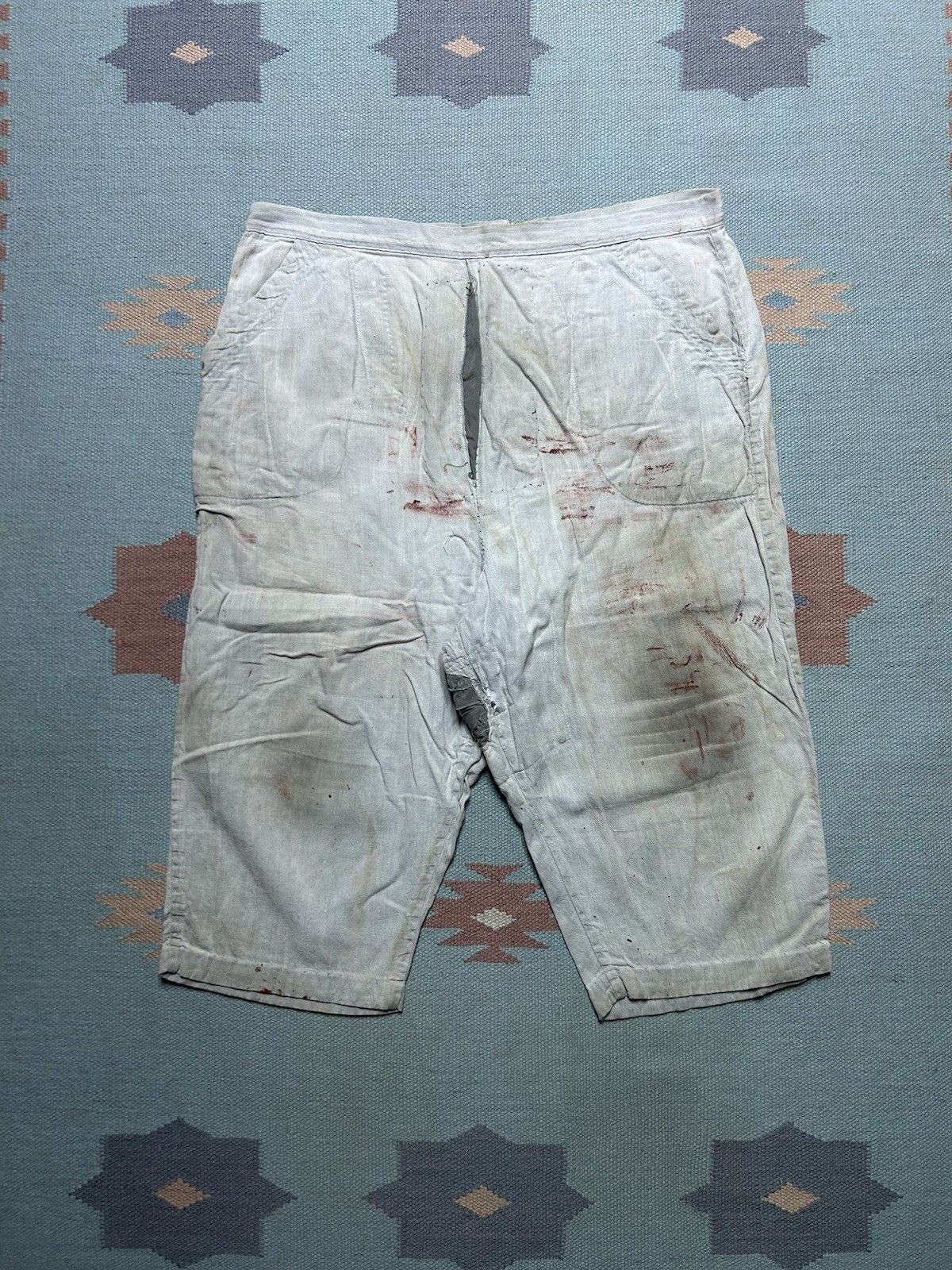 Vintage Vtg 50 women work pants cotton farm repaired pedal pusher 36 Size 36" / US 14 / IT 50 - 1 Thumbnail