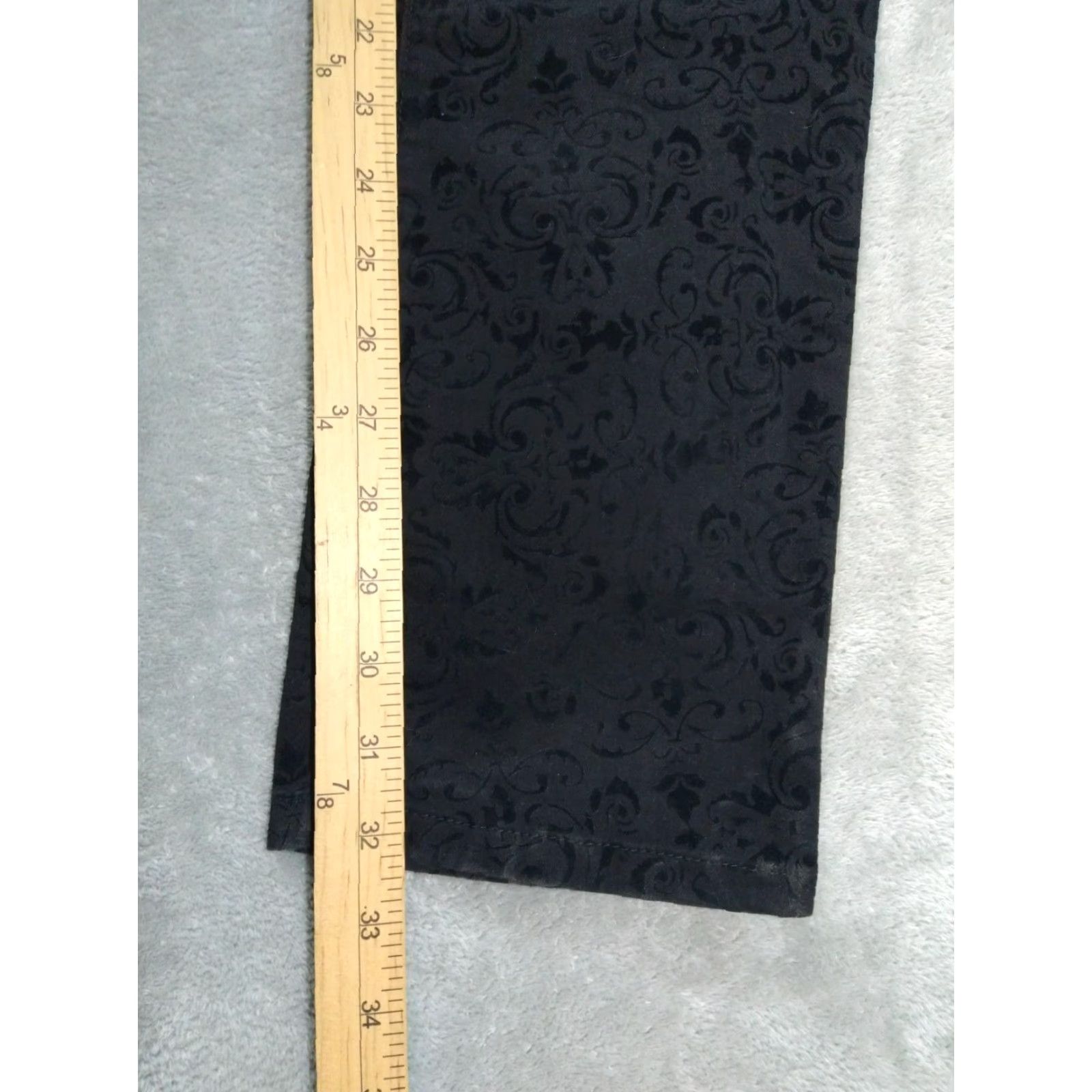 NYDJ NYDJ Jeans Womens 4 Black Velour Paisley Slim Straight Mid Rise Stretch Shirt? Size 27" / US 4 / IT 40 - 5 Thumbnail
