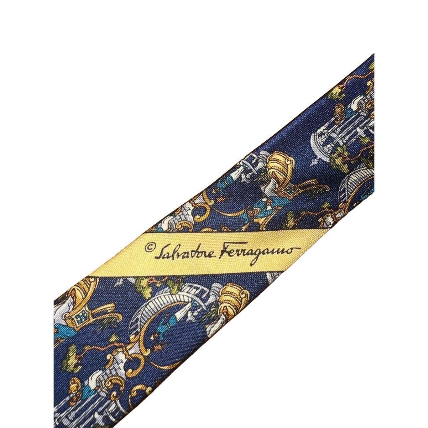Salvatore Ferragamo Salvatore Ferragamo Navy Whimsical Painting Print Handmade T Size ONE SIZE - 6 Thumbnail