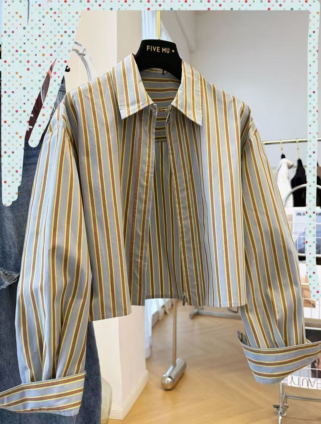 Vintage Striped Long-Line Oversized Shirt Size US M / EU 48-50 / 2 - 1 Thumbnail