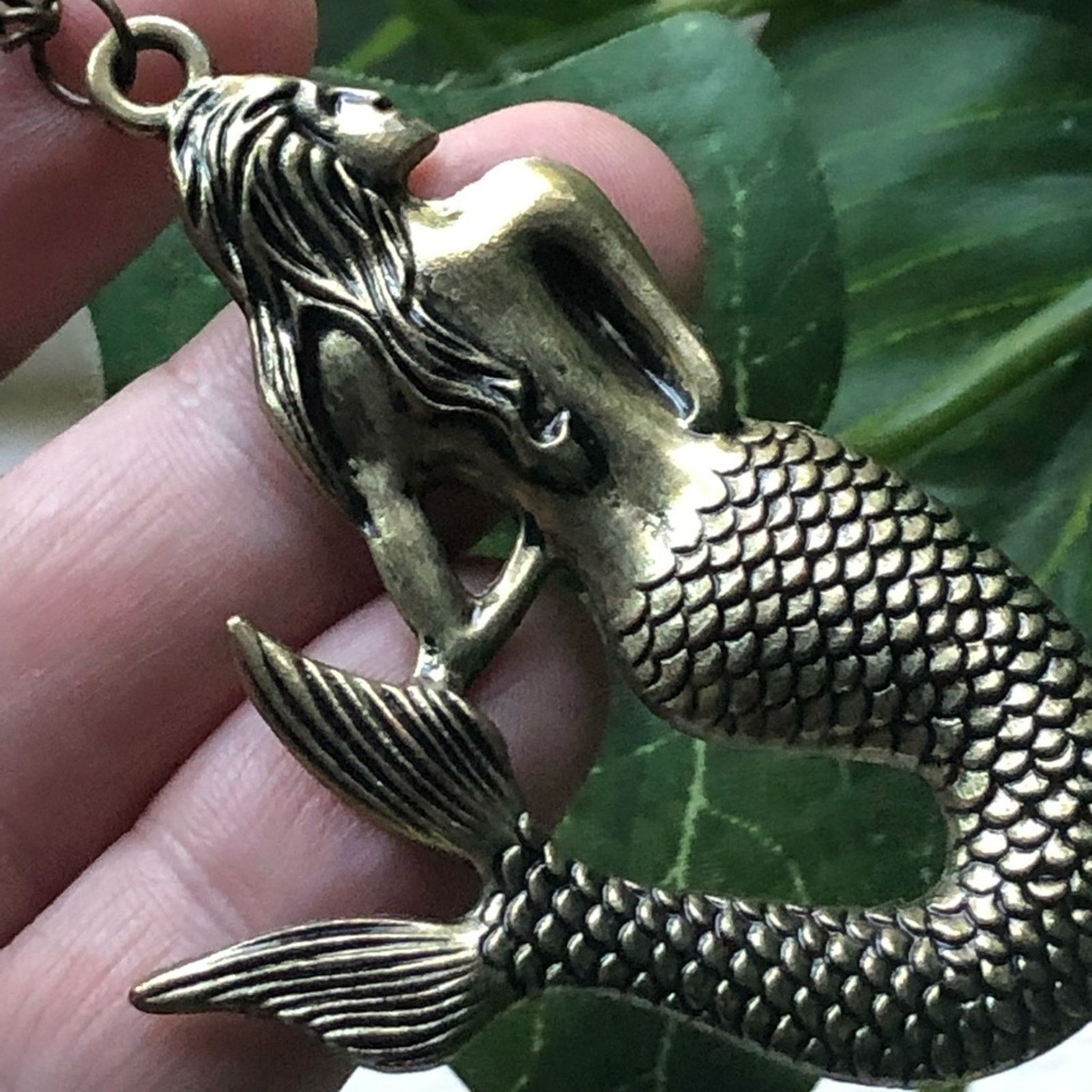 Jewelry Brass mermaid pendant on chain necklace Size ONE SIZE - 1 Thumbnail