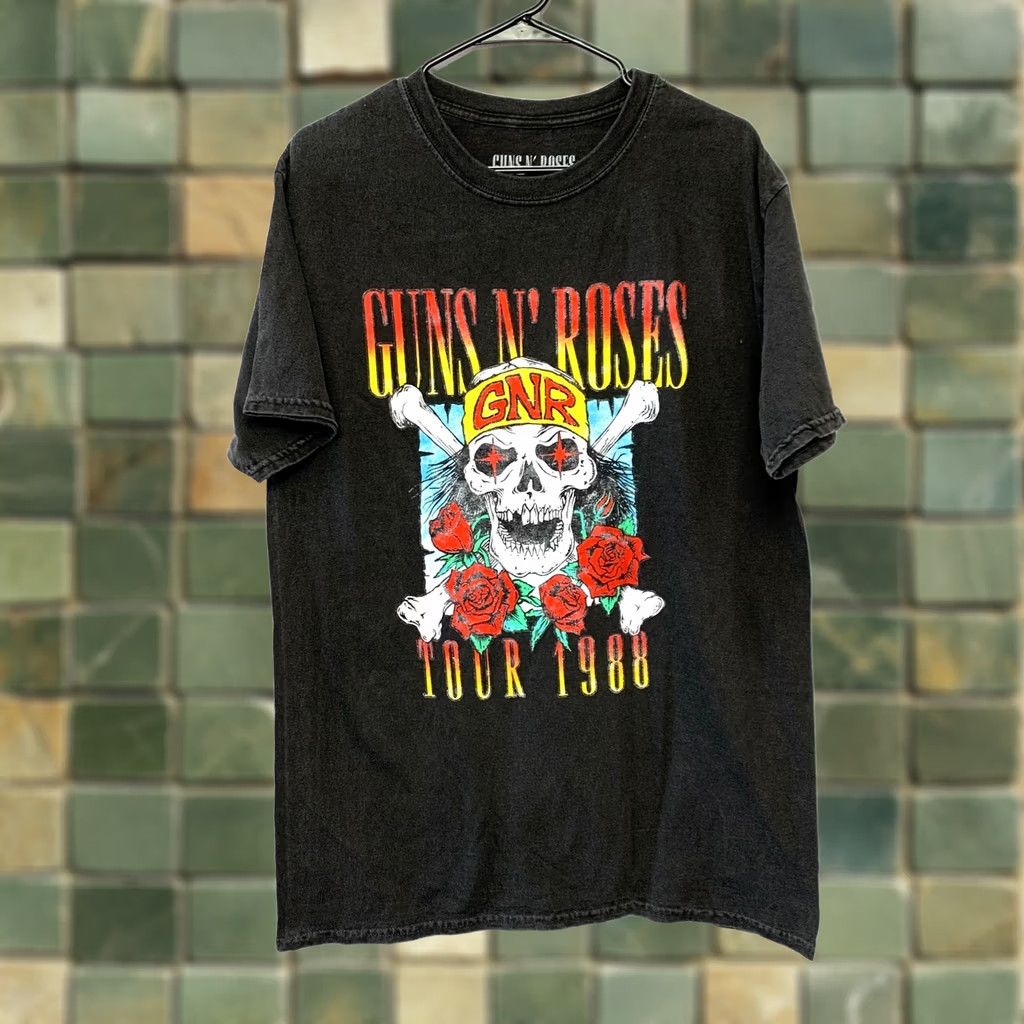 Vintage Guns N' Roses Tour 1988 Gundham Graphic Band Tee T-Shirt Size Medium Mens Black 100% Cotton Short Sleeve Crew Neck Vintage-Style Deadstock 2020s Size US M / EU 48-50 / 2 - 1 Thumbnail