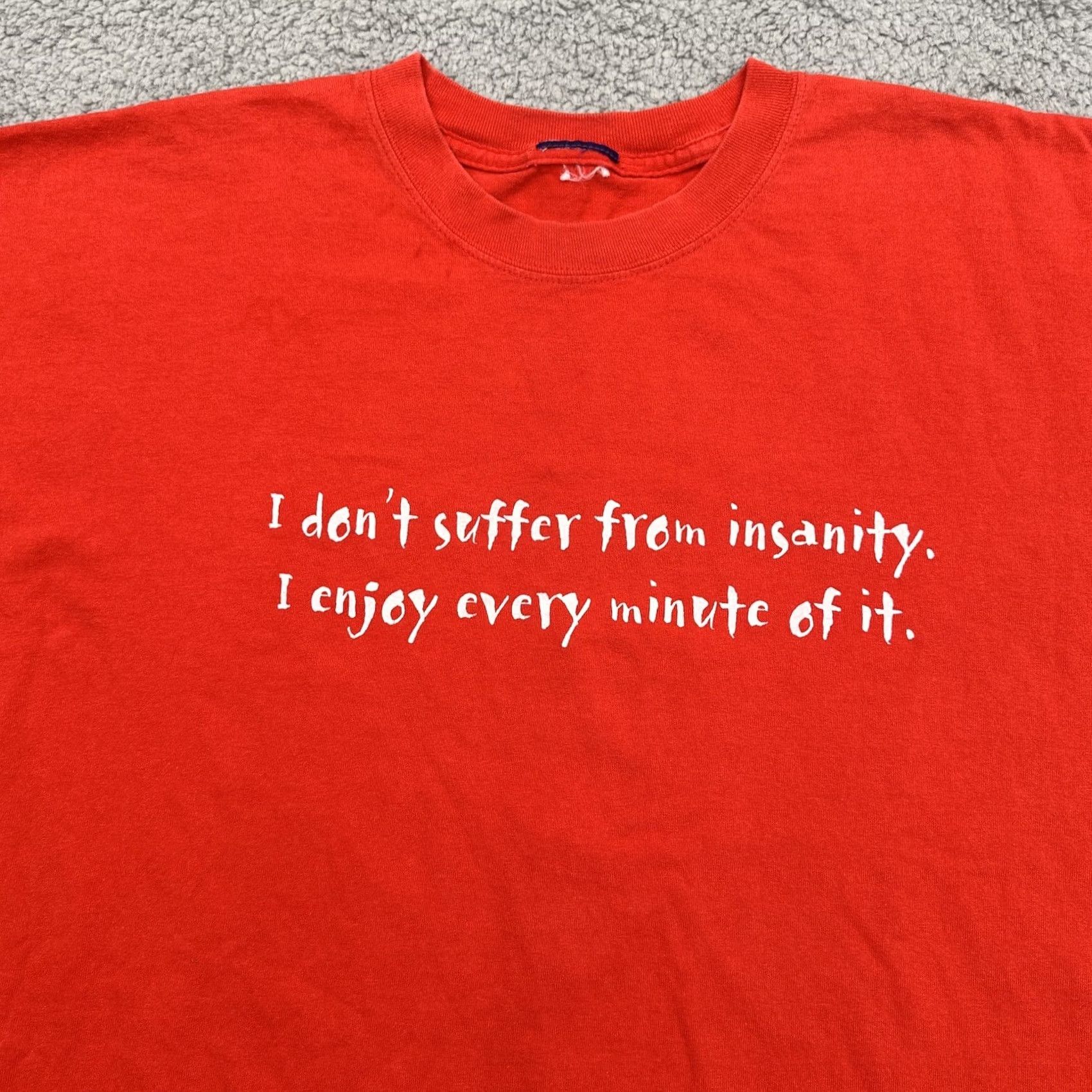 Vintage VINTAGE 2XL Red T Shirt Mens Don’t Suffer From Insanity Enjoy It 90s Funny Tee Shirt Crew Neck Short Sleeve Cotton Knit Size US XXL / EU 58 / 5 - 4 Thumbnail