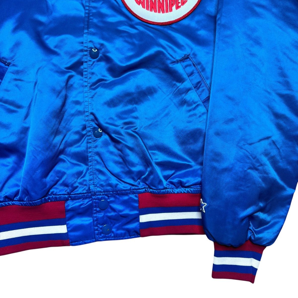 Starter 1990s NHL Winnipeg Jets Starter Spell Out Blue Satin Jacket Size US L / EU 52-54 / 3 - 19 Thumbnail