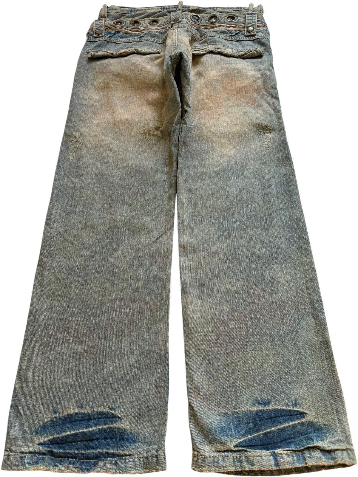 If Six Was Nine Vintage Japanese Brand Double Waist Mud Wash Baggy Jean Size US 33 - 2 Thumbnail