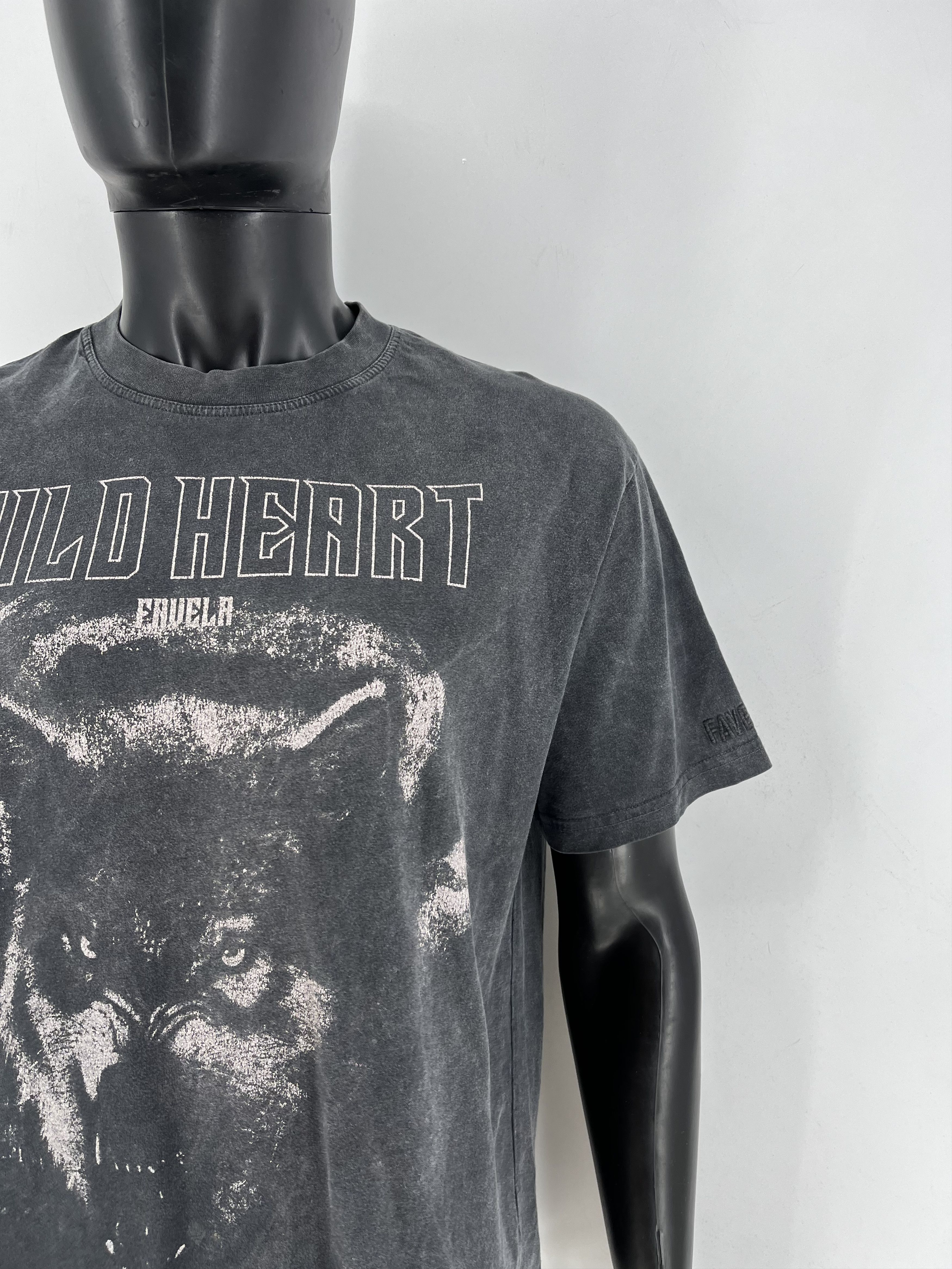 FAVELA FAVELA Vintage Wolf Tee “Wild Heart” Washed Black S Size US S / EU 44-46 / 1 - 8 Thumbnail