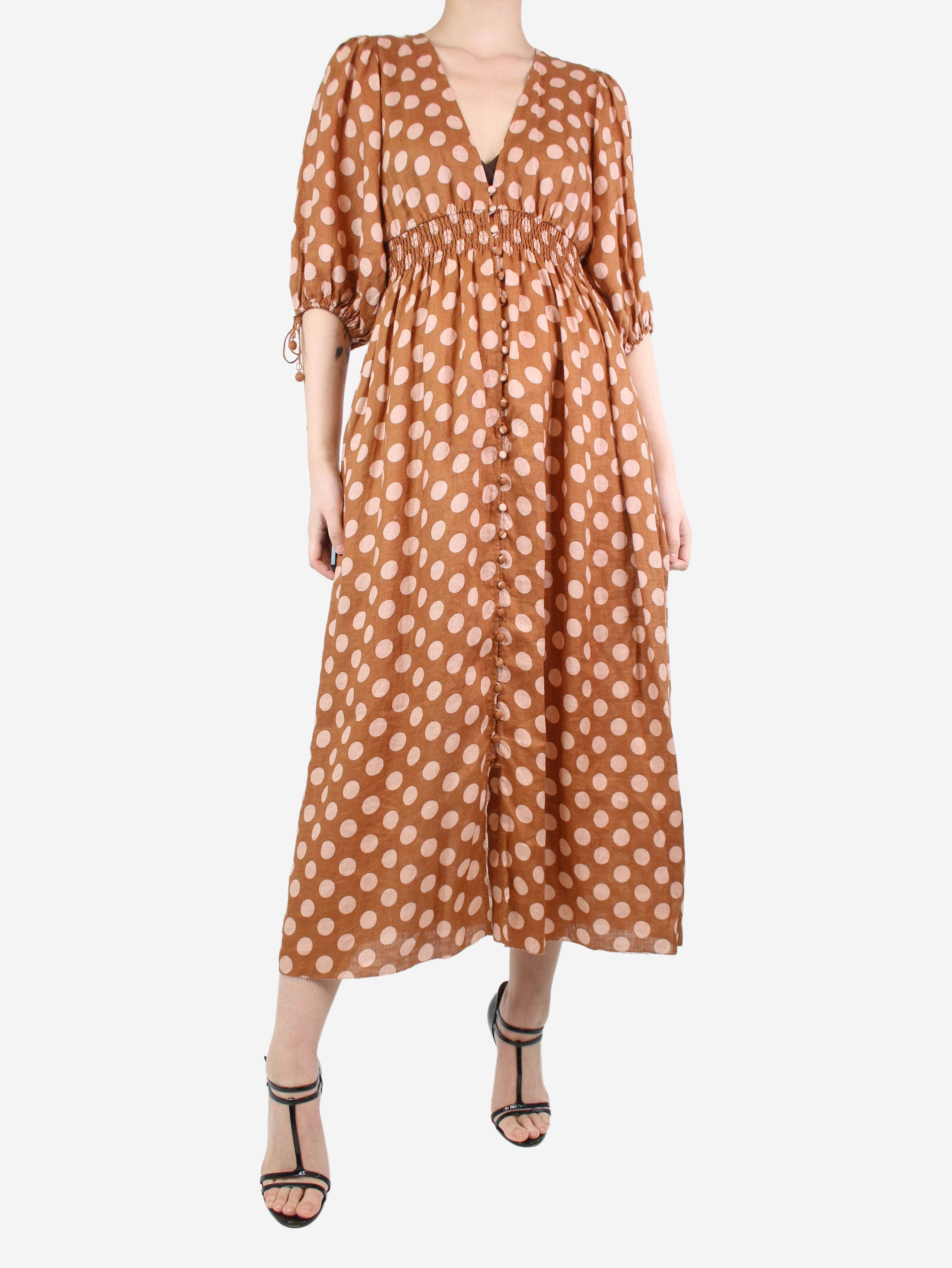 zimmermann polka dot dress brown Polka-dot belted silk shirt dress in brown - Zimmermann