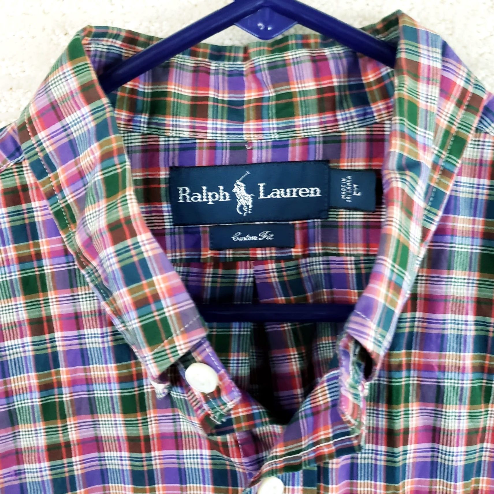 Ralph Lauren Ralph Lauren Men's L Custom Fit Purple Multicolor Plaid Button-Down Shirt Size US L / EU 52-54 / 3 - 5 Thumbnail