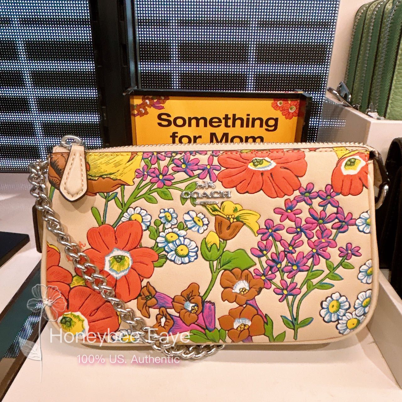 image of Coach Nolita 19 With Floral Print Cr365 in Silver, Women's
