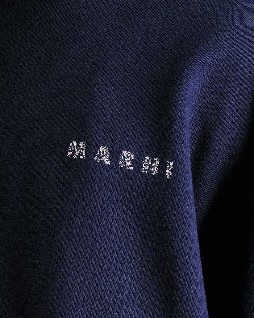 Marni o1w1db1em1224 Floral Logo Loopback Hoodie in Navy Size US M / EU 48-50 / 2 - 4 Thumbnail