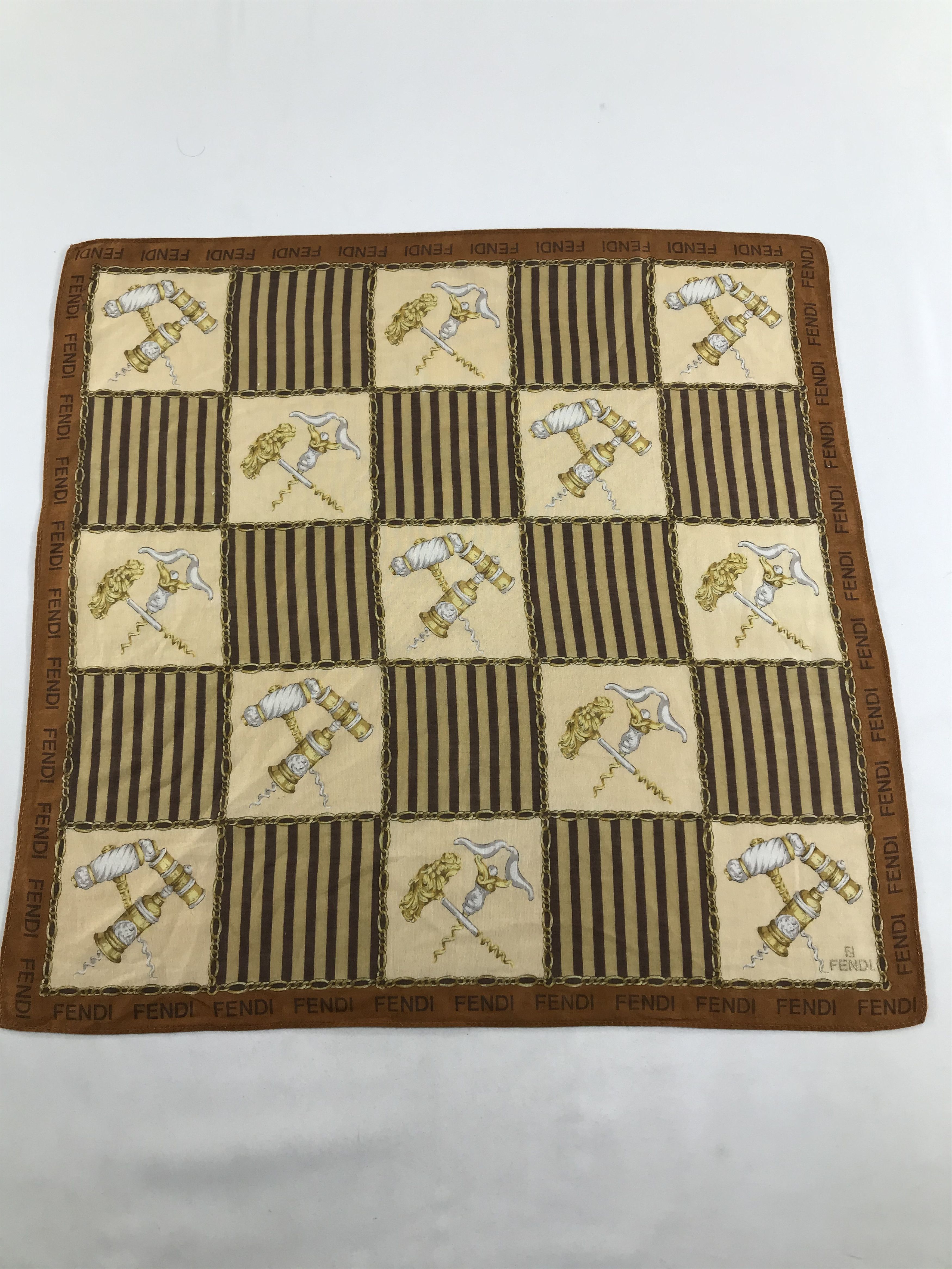 Vintage FeNdI Corkscrew Handkerchief Neckerchief Bandana H01 Size ONE SIZE - 1 Thumbnail