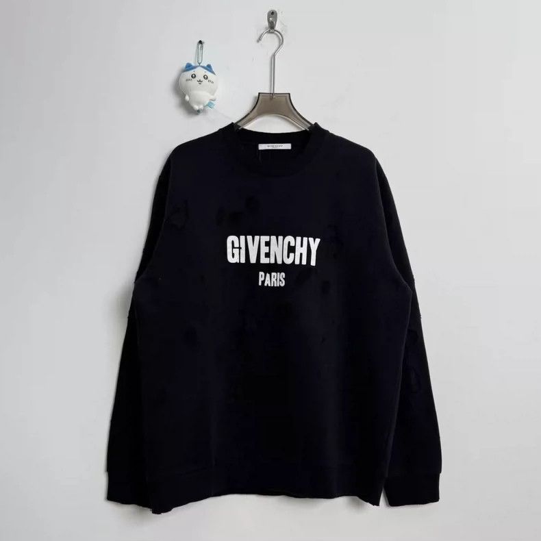 Givenchy Givenchy Black oversized hole logo sweatshirt 2505-Nextarro Size US XXL / EU 58 / 5 - 1 Thumbnail