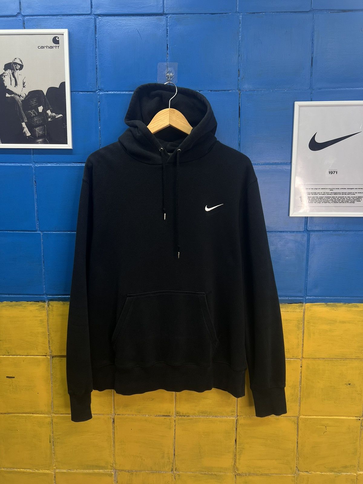 Nike × Vintage Nike Vintage Hoodie Black Small Swoosh Size US XL / EU 56 / 4 - 1 Thumbnail