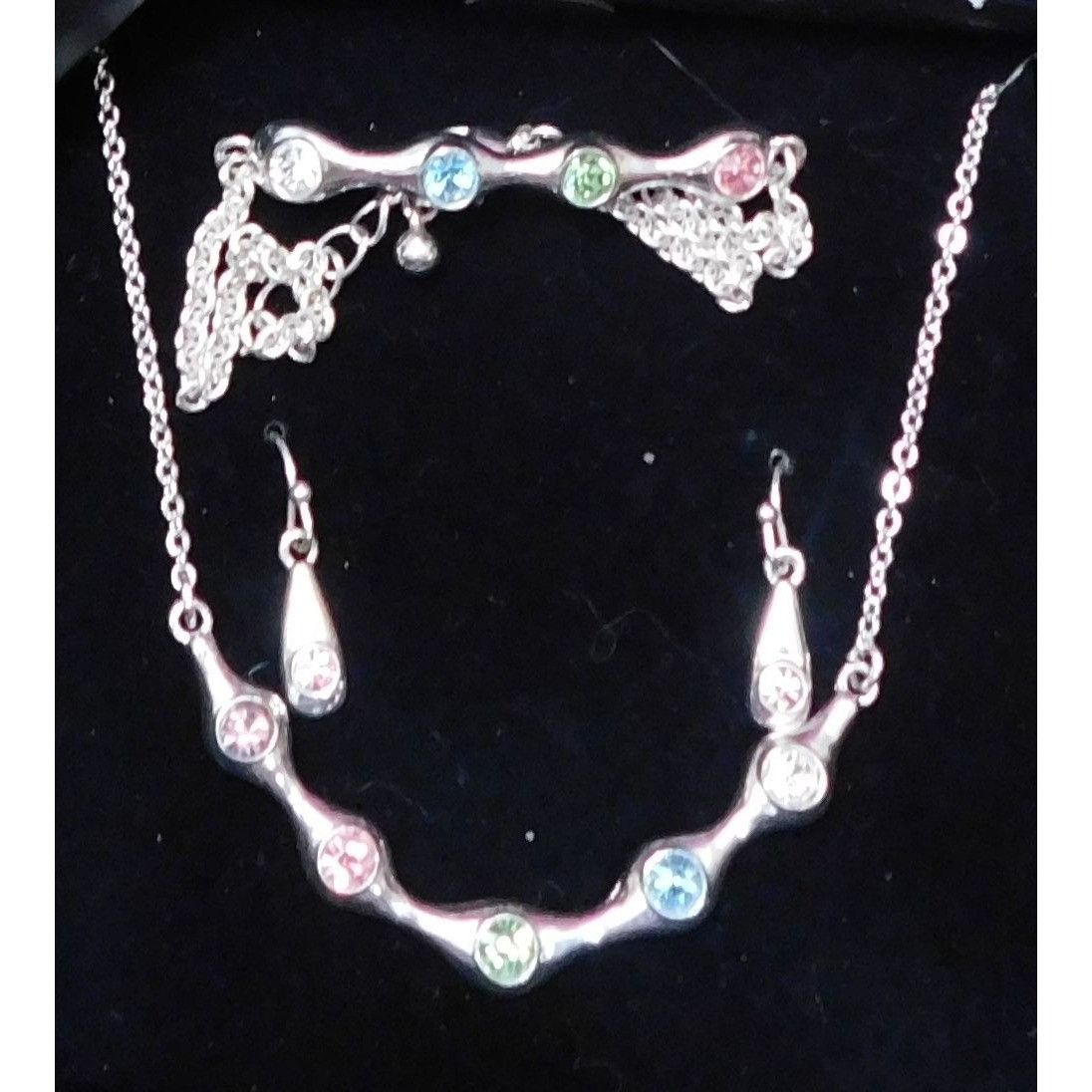 Other Rainbow Rhinestone Demi Parure (Necklace, Bracelet, Earrings Size ONE SIZE - 4 Thumbnail