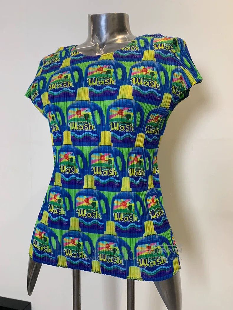 Issey Miyake Issey Miyake Blue Short Sleeve Top Size L / US 10 / IT 46 - 1 Thumbnail