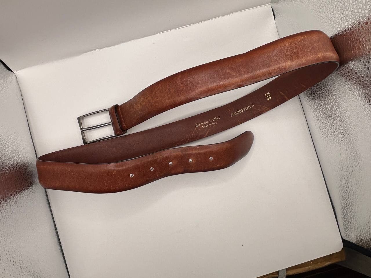 Andersons Anderson’s Parma Italy Brown Leather Belt – Size 40/100 Size 40 - 5 Thumbnail