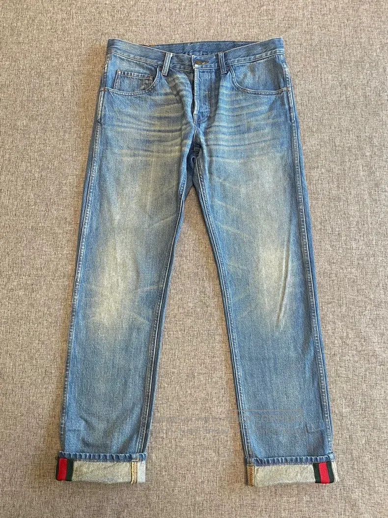 Gucci Gucci Striped webbing tapered jeans Size US 33 - 1 Thumbnail