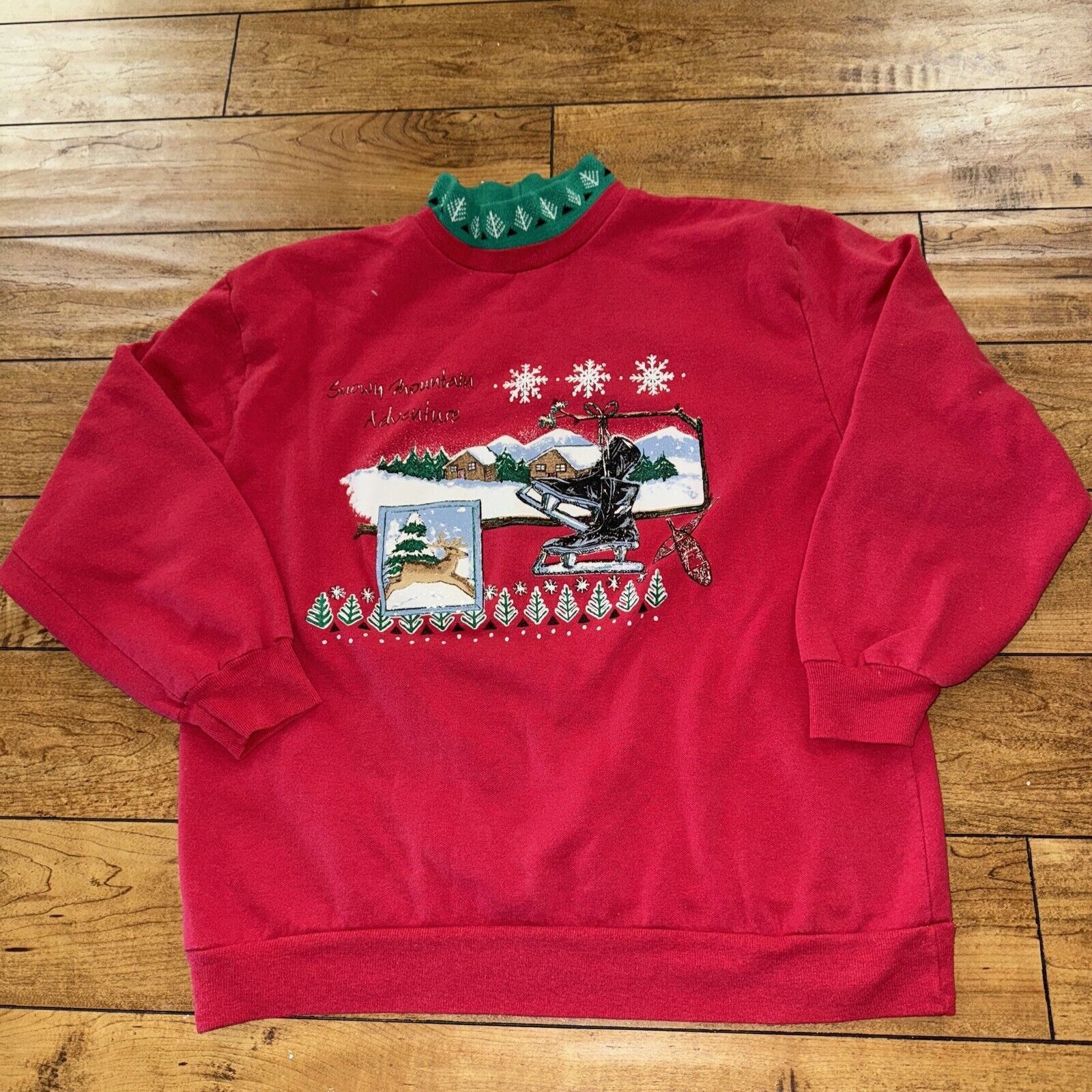 Vintage Christmas Sweater Red Large 21x25 Granny Core Bobbie Brook Size L / US 10 / IT 46 - 1 Thumbnail