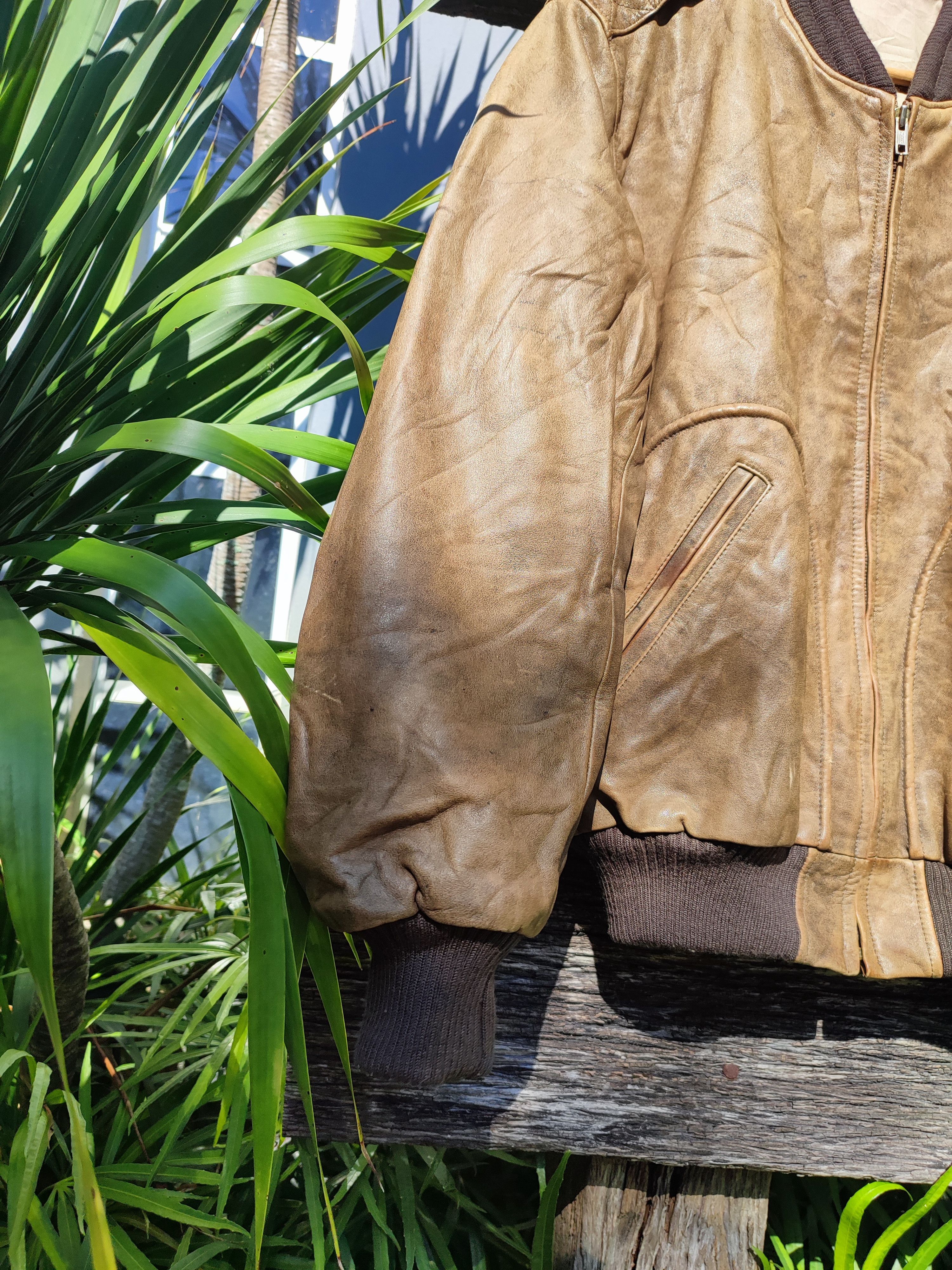 Leather × Vintage Vintage Leather Bomber Jacket Classic Aviator Style Size US L / EU 52-54 / 3 - 7 Thumbnail