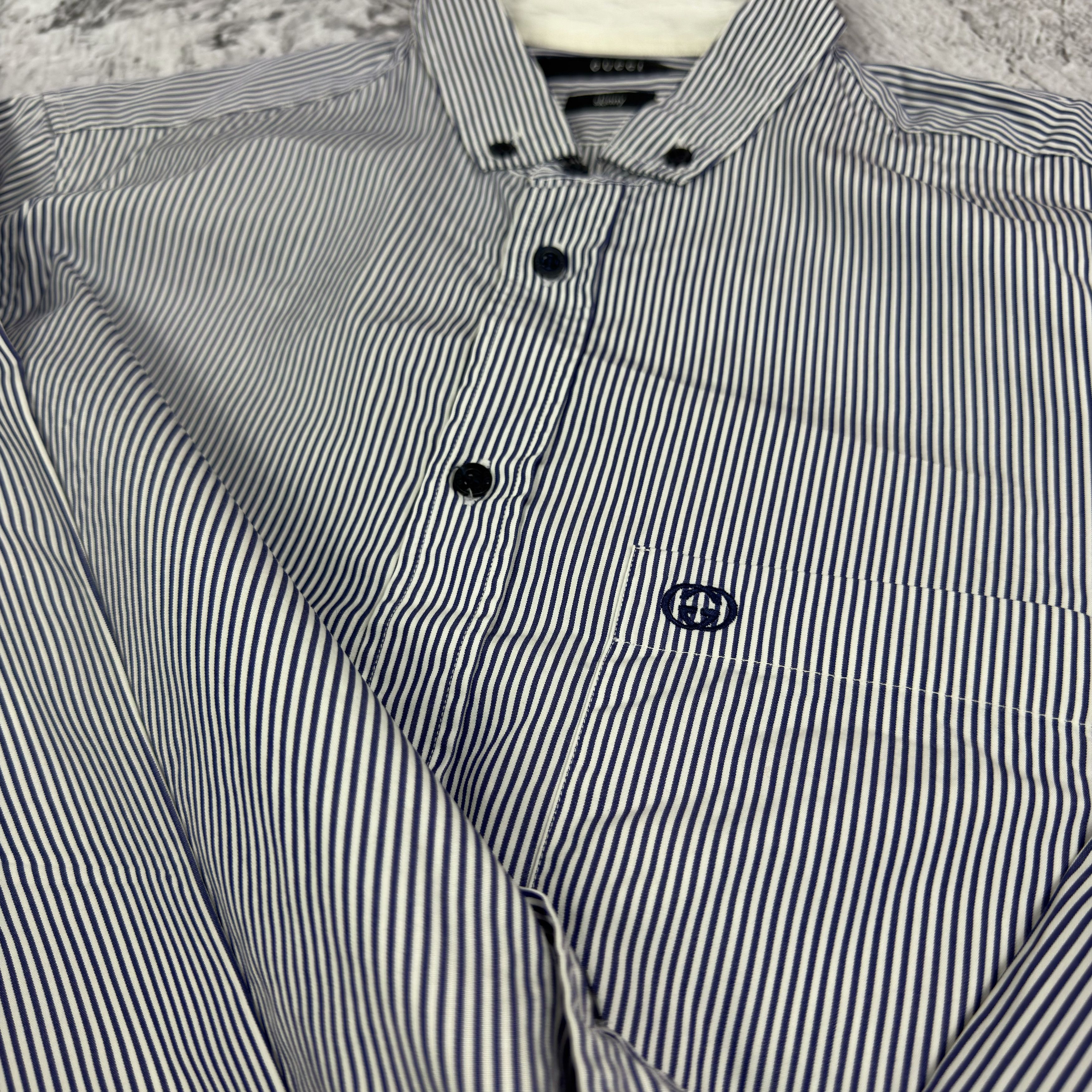 Gucci Gucci Men Cotton Stripe Button-Down Shirt Size US M / EU 48-50 / 2 - 3 Thumbnail