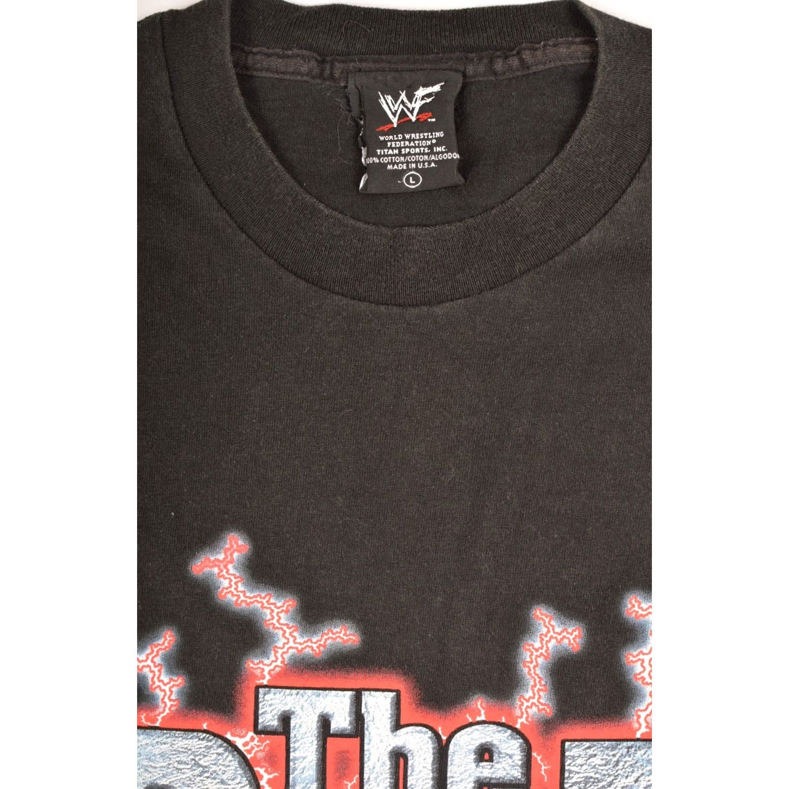 Vintage WWF The Rock The Most Electrifying Man VTG 1998 Wrestling T-Shirt Made in USA L Black Mens USA 1990s T-Shirt Size US L / EU 52-54 / 3 - 4 Thumbnail