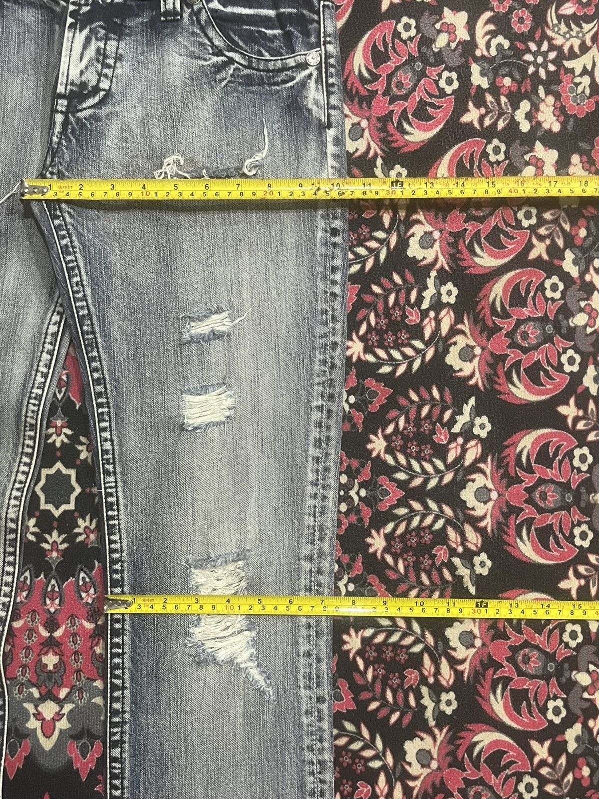 Japanese Brand Vence Ashes Grey Distressed Slim Straight Ripped Jeans Size 31" - 13 Thumbnail