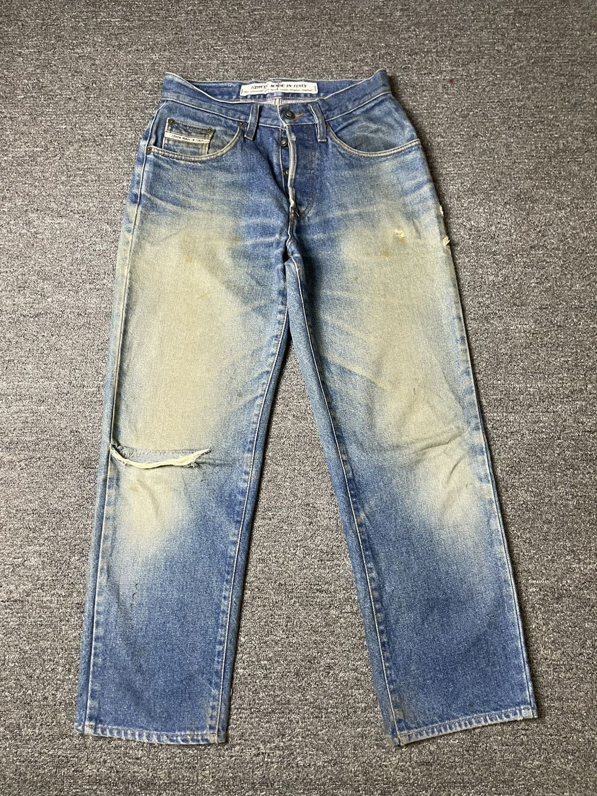 Edwin × Vintage Vintage EDWIN Loose Cut Ripped Jeans (117) Size US 28 / EU 44 - 1 Thumbnail