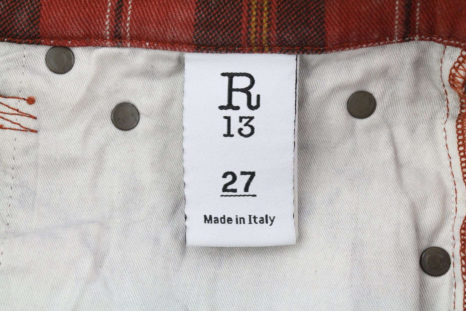 R13 TAILORED DROP 27 Ash Red Plaid Ankle Relaxed Fit 85769 Size 27" / US 4 / IT 40 - 9 Thumbnail