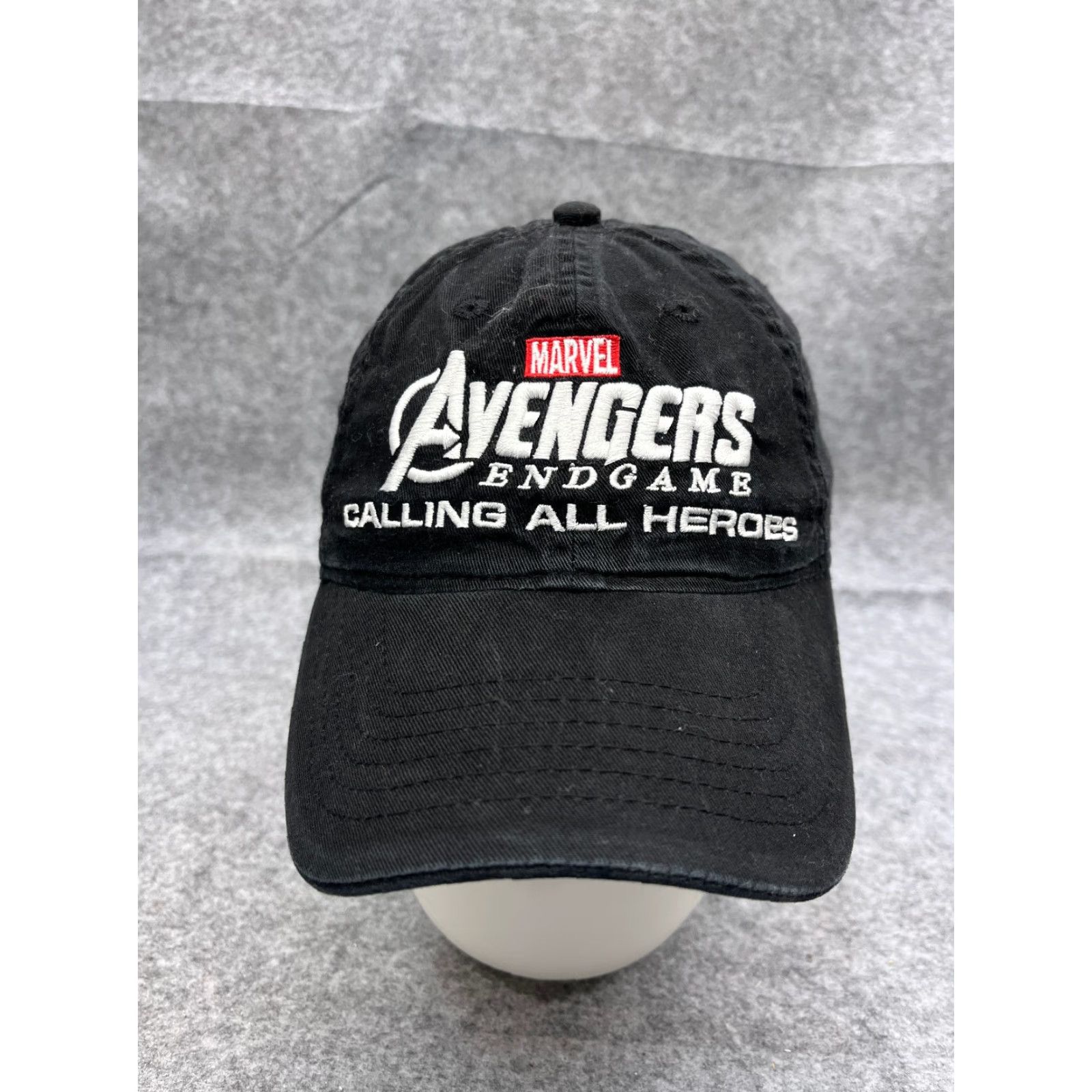 Vintage Marvel Avengers Endgame Calling All Heroes Hat Cap Strap Back Adult OS Black Cotton Hat Size ONE SIZE - 2 Thumbnail