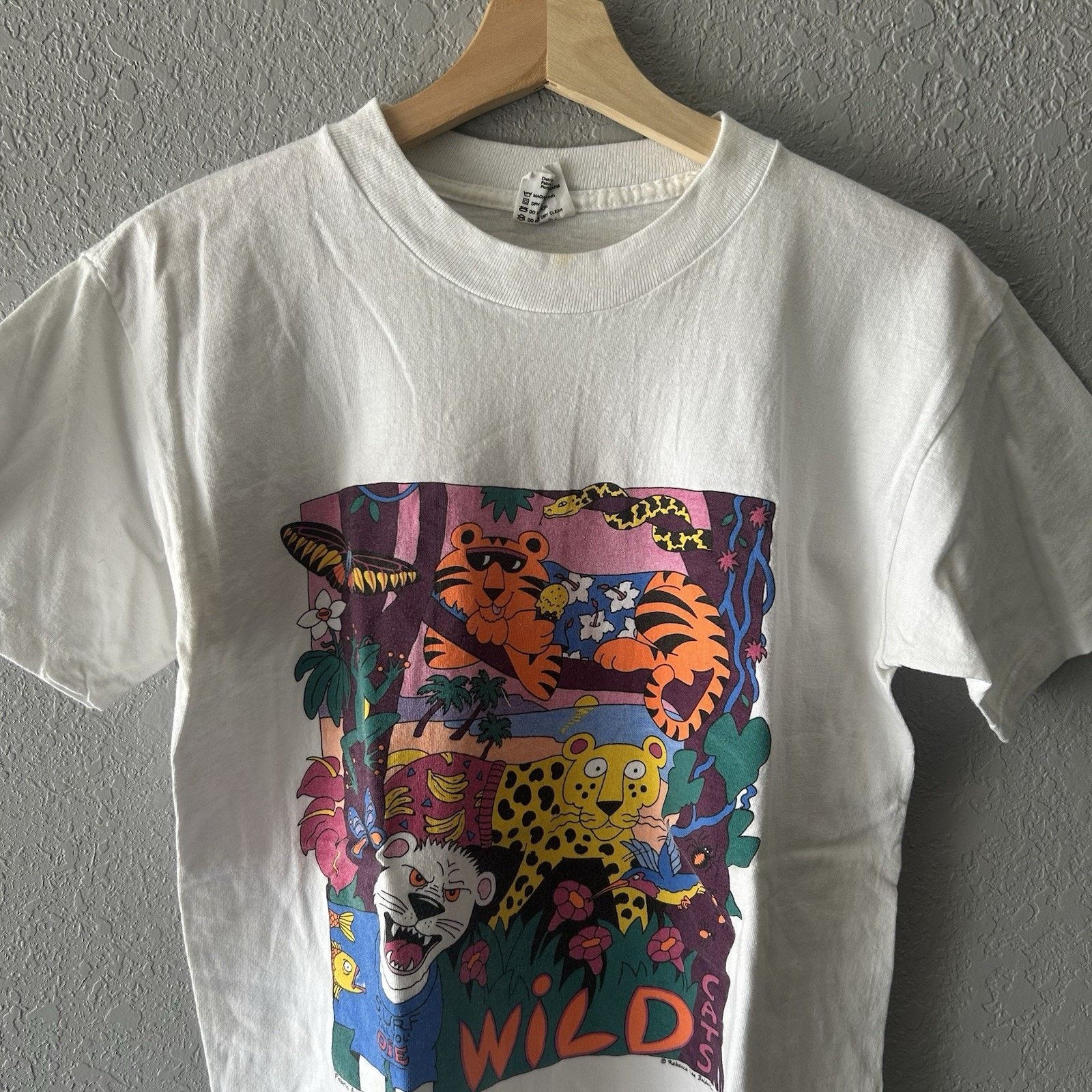 Vintage Vintage Fabric Art Tiger Tee Men Medium Single Stitch Nature Size US M / EU 48-50 / 2 - 2 Thumbnail