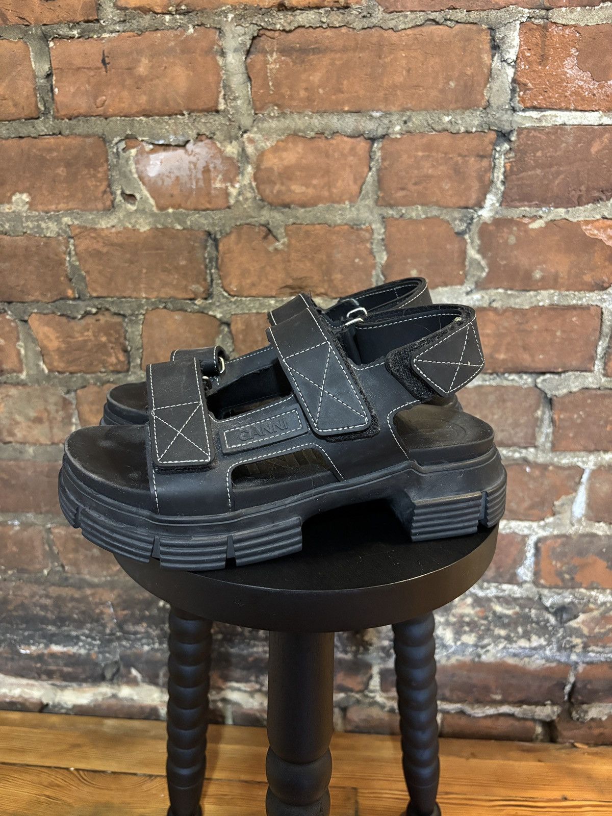 Ganni Ganni Black Recycled Rubber Sandals Size US 6 / IT 36 - 3 Thumbnail