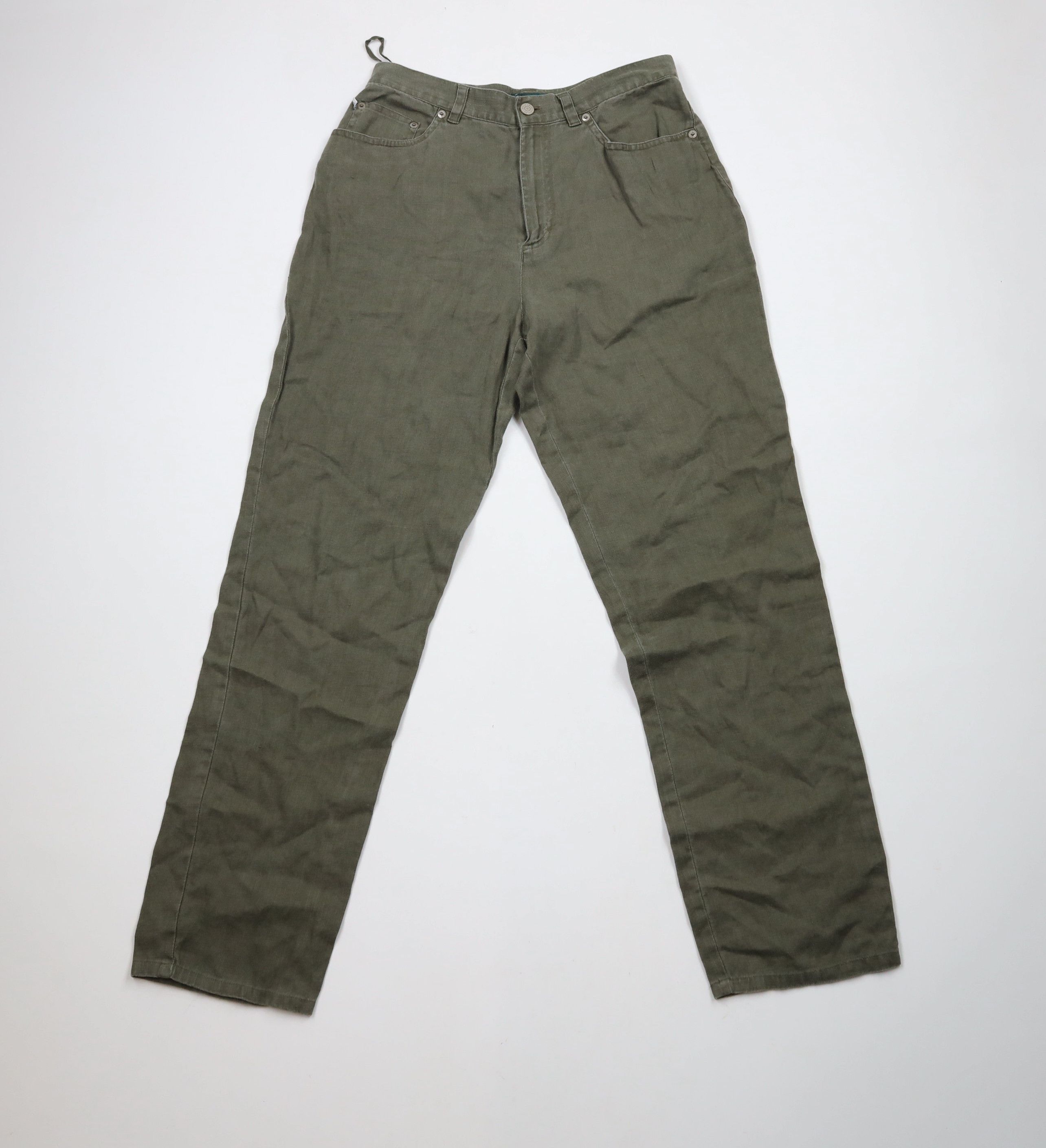 Ralph Lauren × Vintage Vintage 90s Ralph Lauren Relaxed Fit Linen Chino Pants Green Size 32" / US 10 / IT 46 - 1 Thumbnail