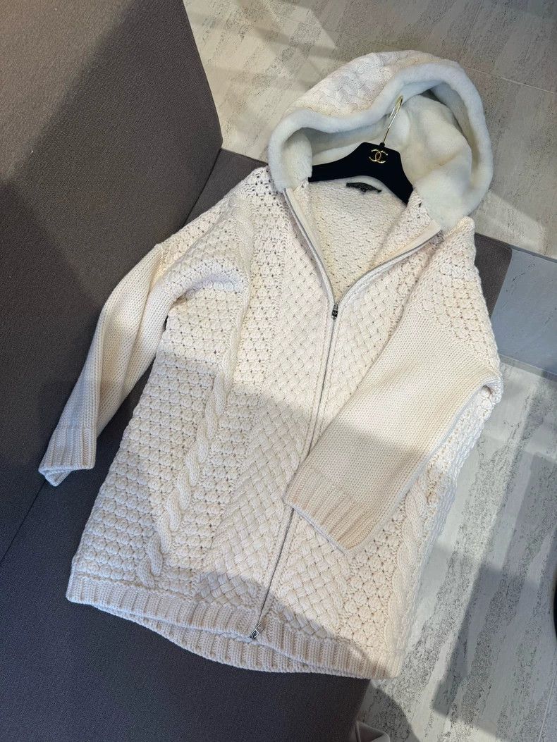 Loro Piana LORO PIANA White cashmere knit cap coat Size S / US 4 / IT 40 - 1 Thumbnail