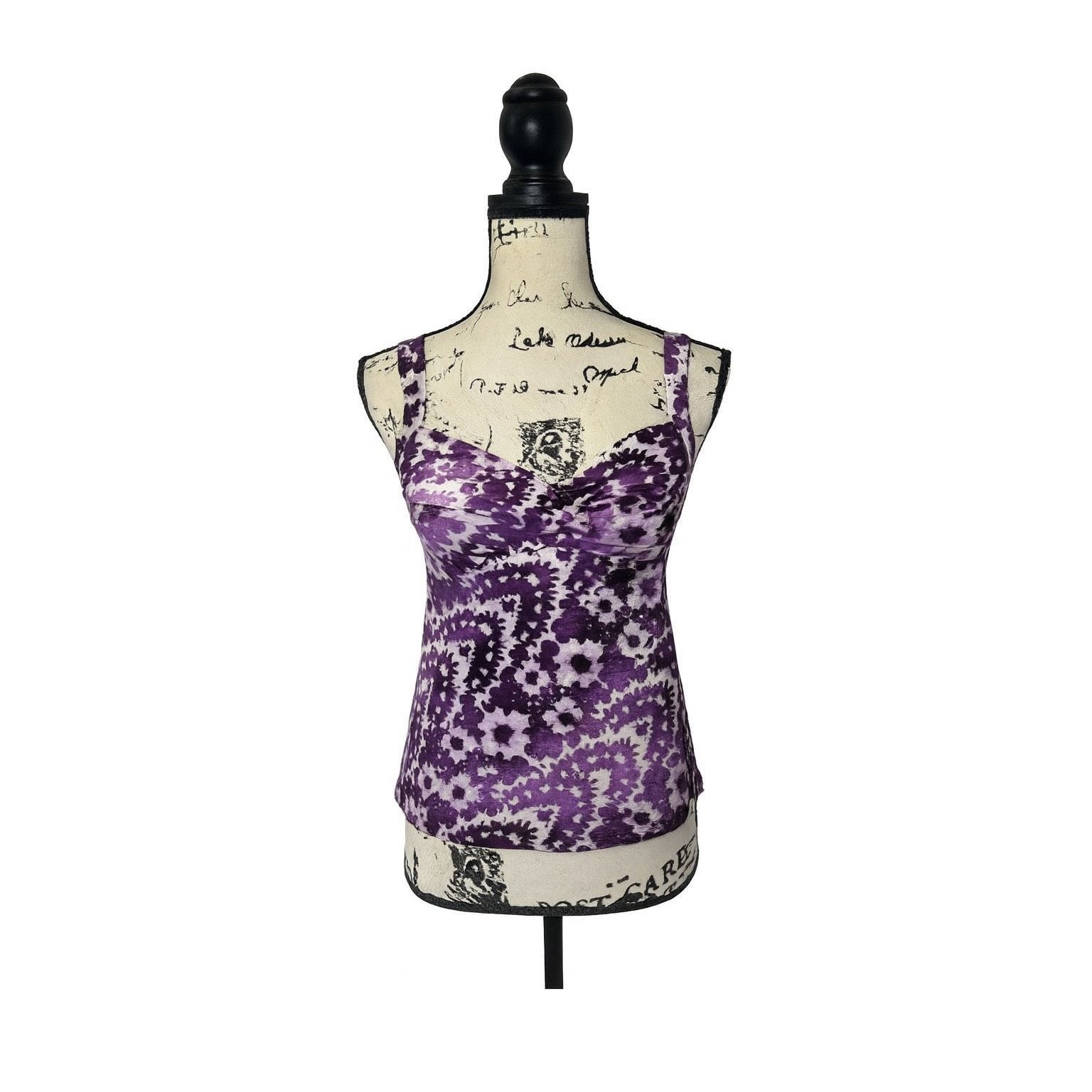 Other Bisou Bisou Purple Floral Tankini Top – Adjustable Straps, W Size ONE SIZE - 1 Thumbnail